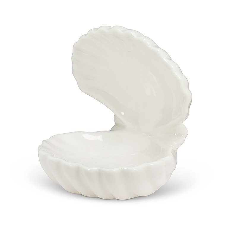 Double Clam Shell Dish - White - 3.5"D