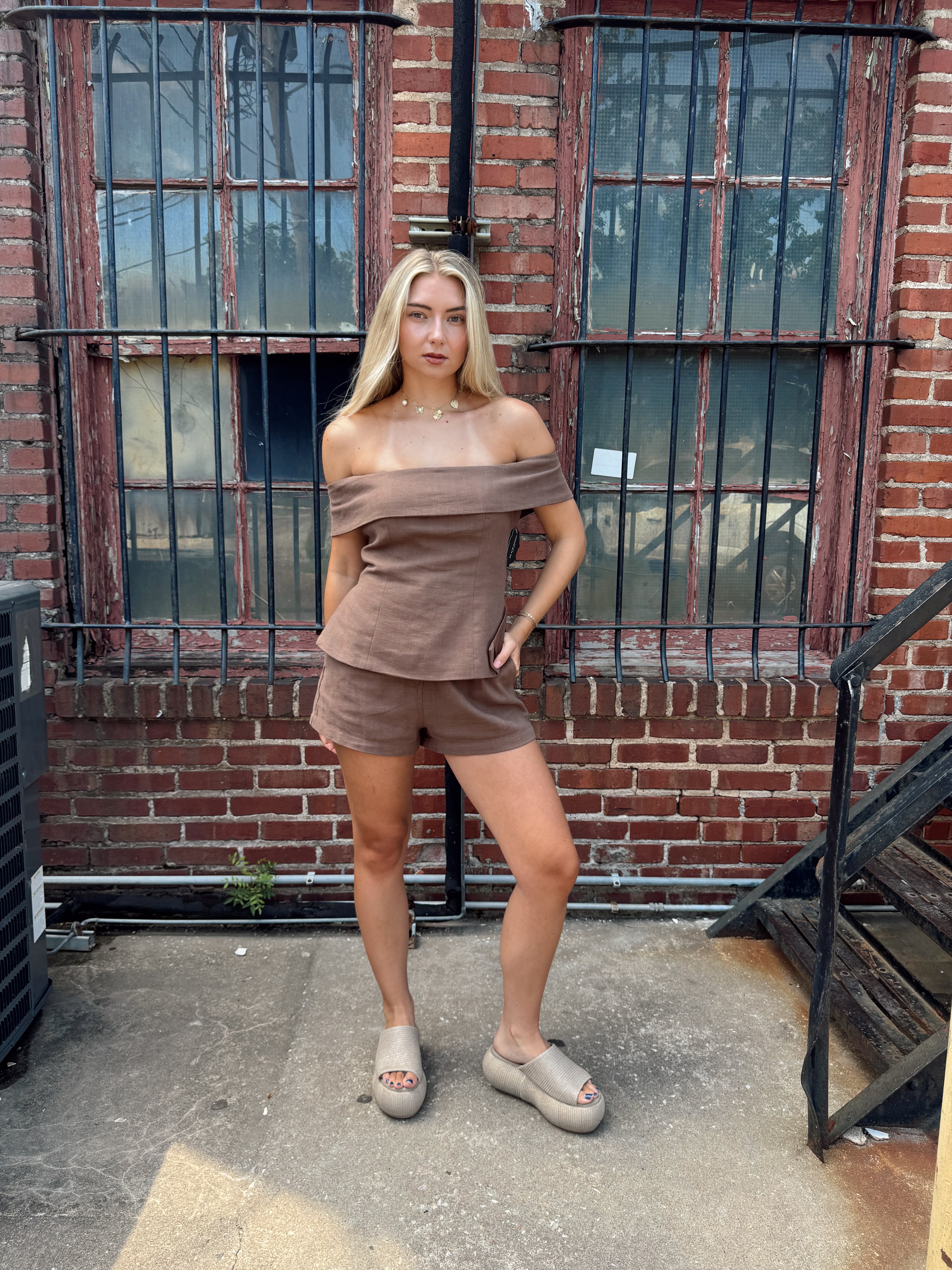 Brynn Brown Linen Tunic Top