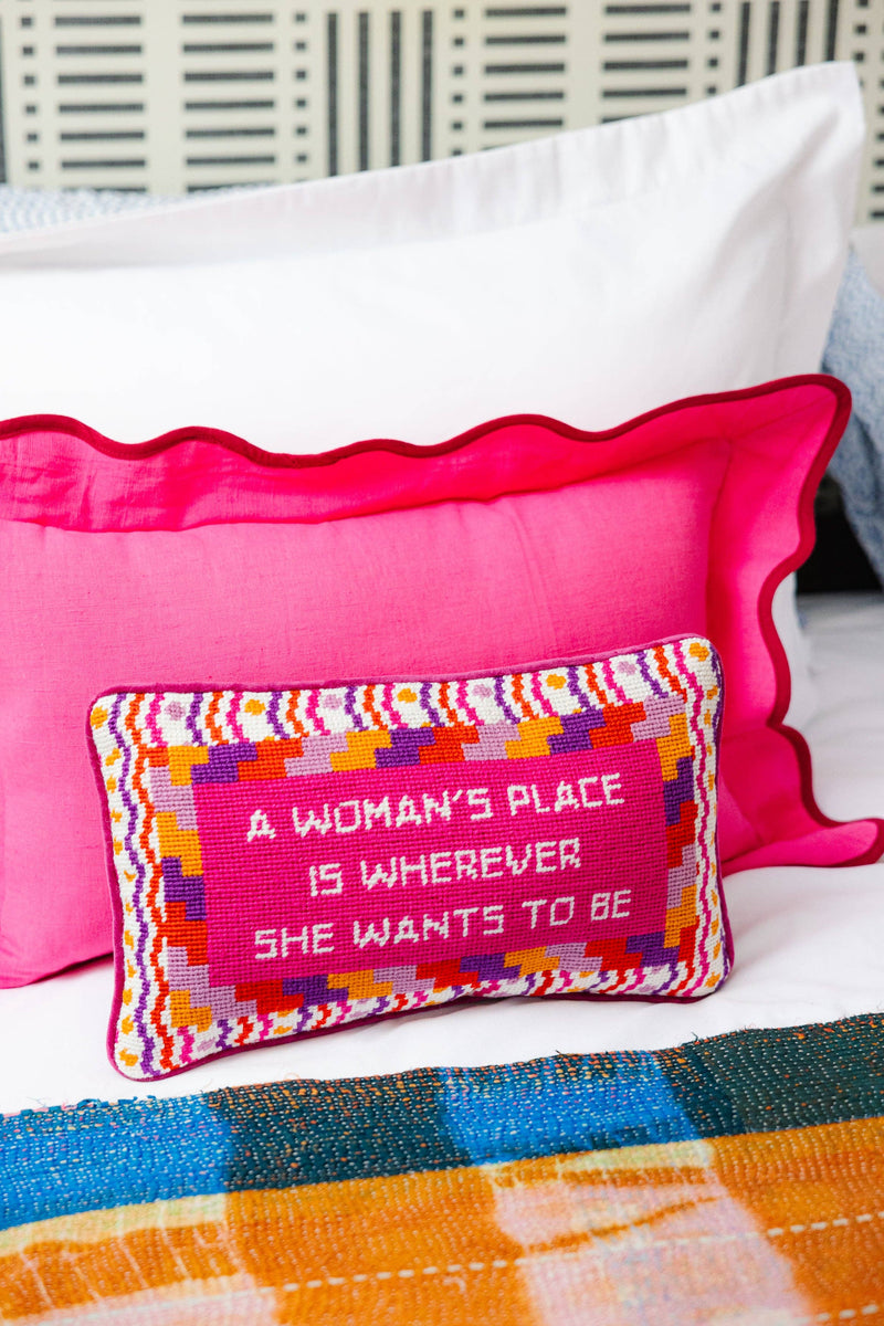 Wherever She Wants Needlepoint Pillow