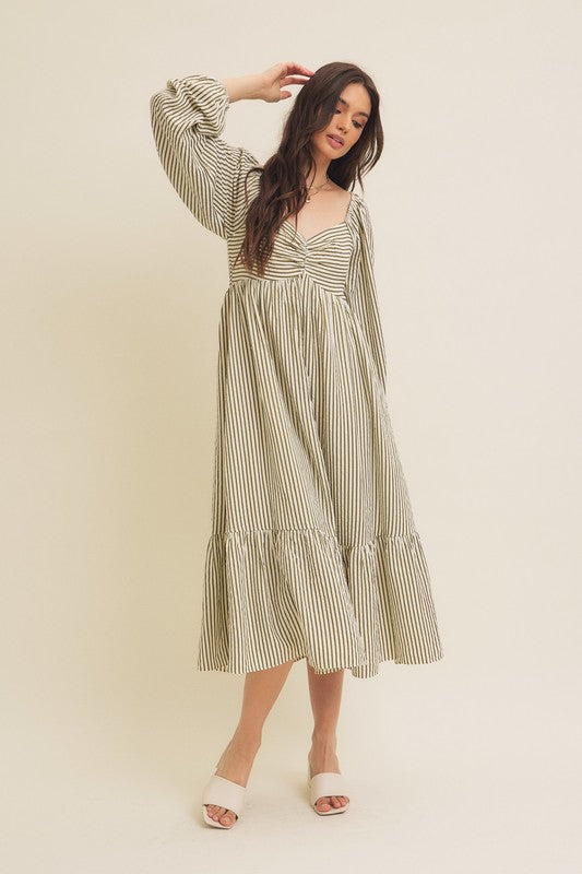 Paige Green Stripe Midi Dress