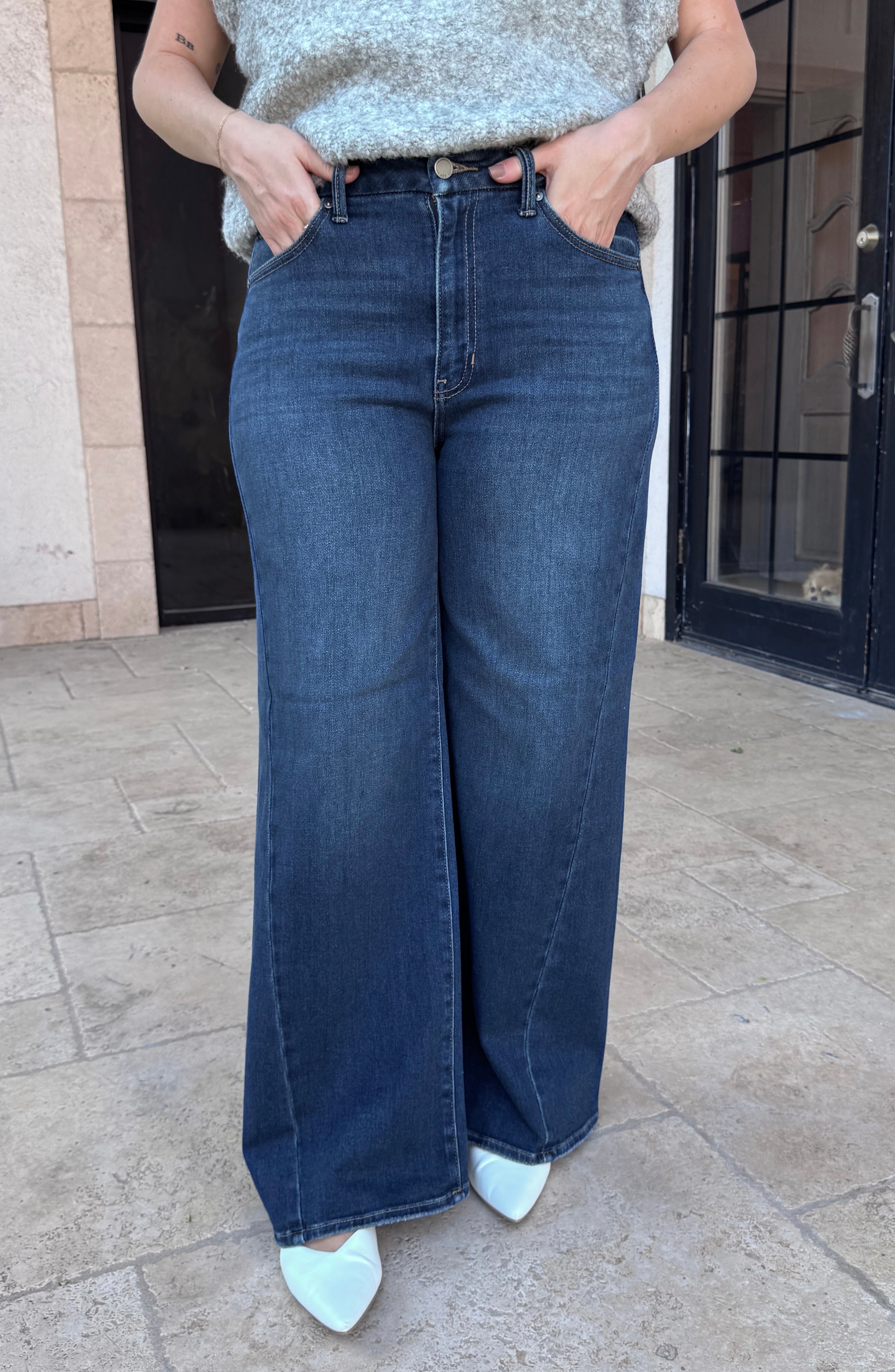 Twist Seam High-Rise Wide-Leg Denim