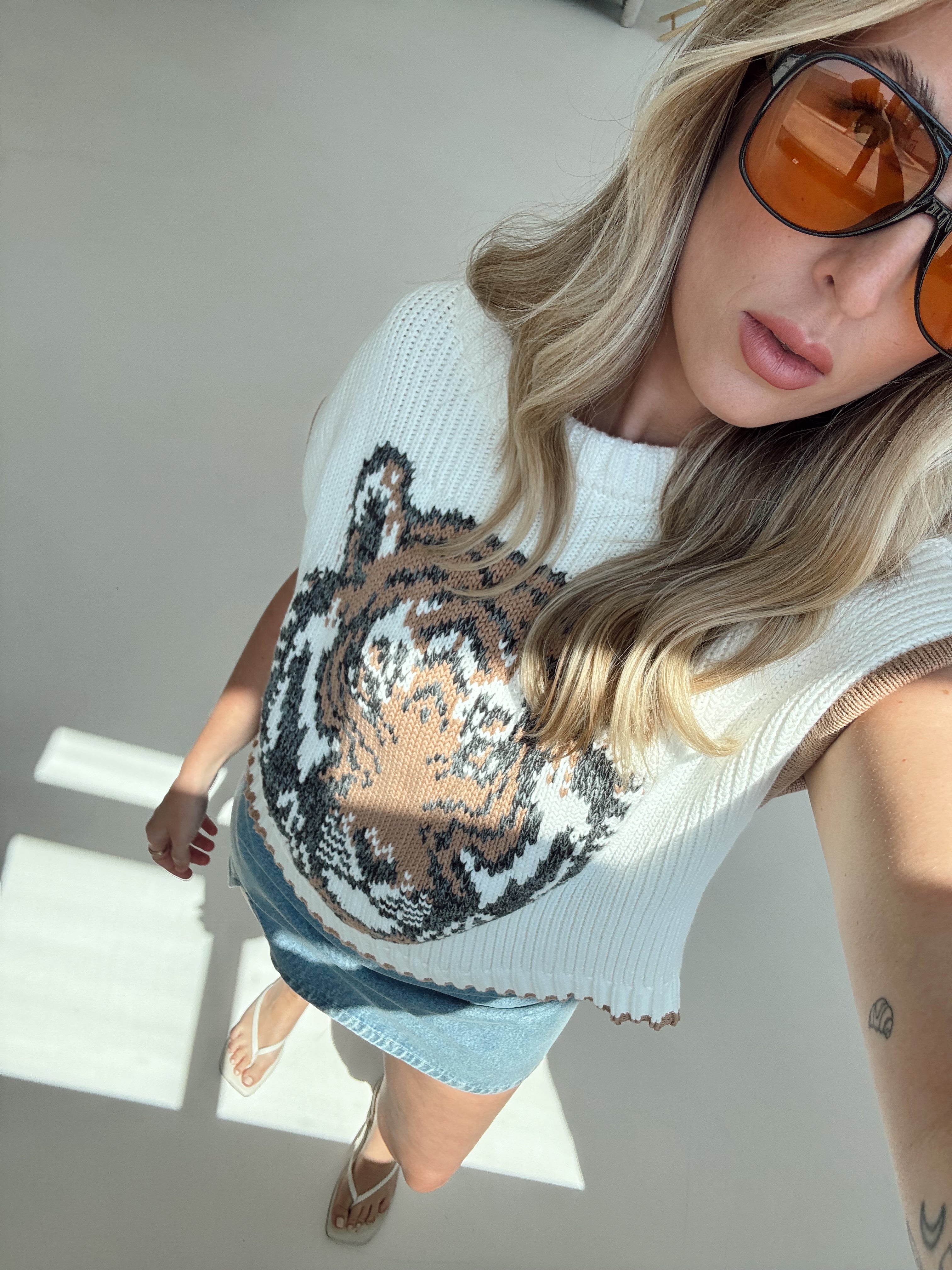 Tiger Sweater Vest Top