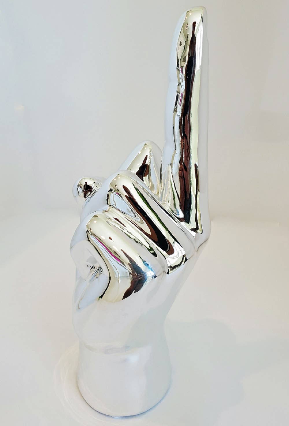 Silver Middle Finger Tabletop Sculpture - 9" long
