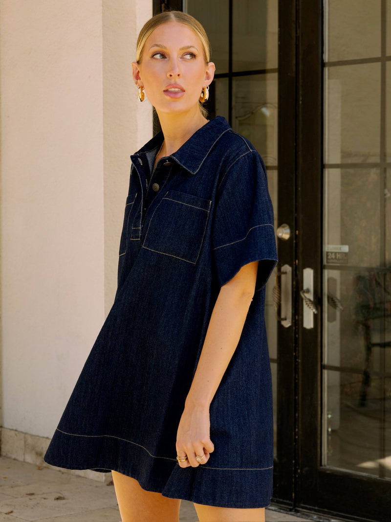 Collared Denim Dress