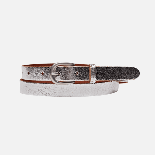 Eva | Metallic Skinny Fun Full Grain Leather Belt