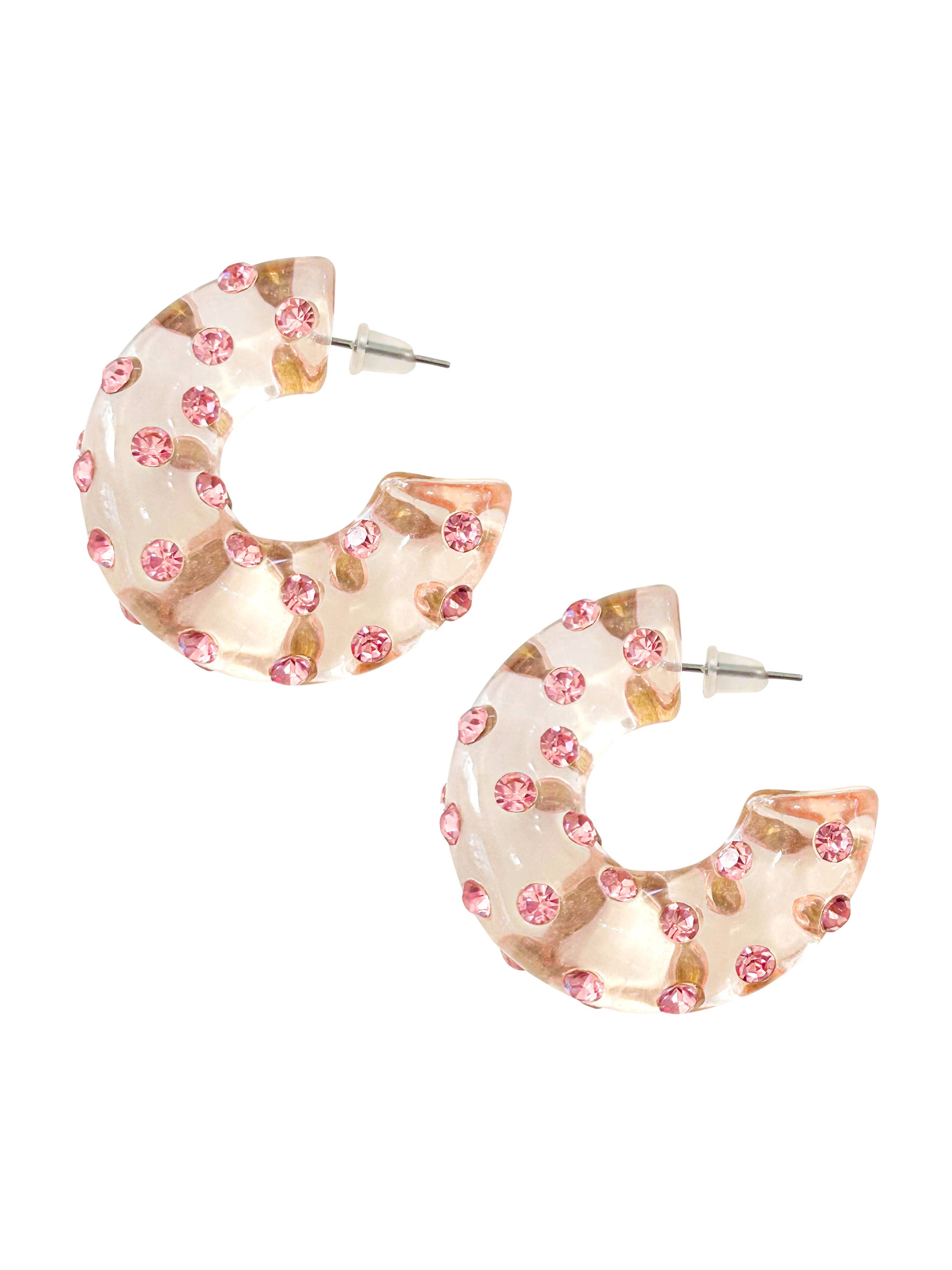Aiden Gem Hoop Earrings - Light Pink
