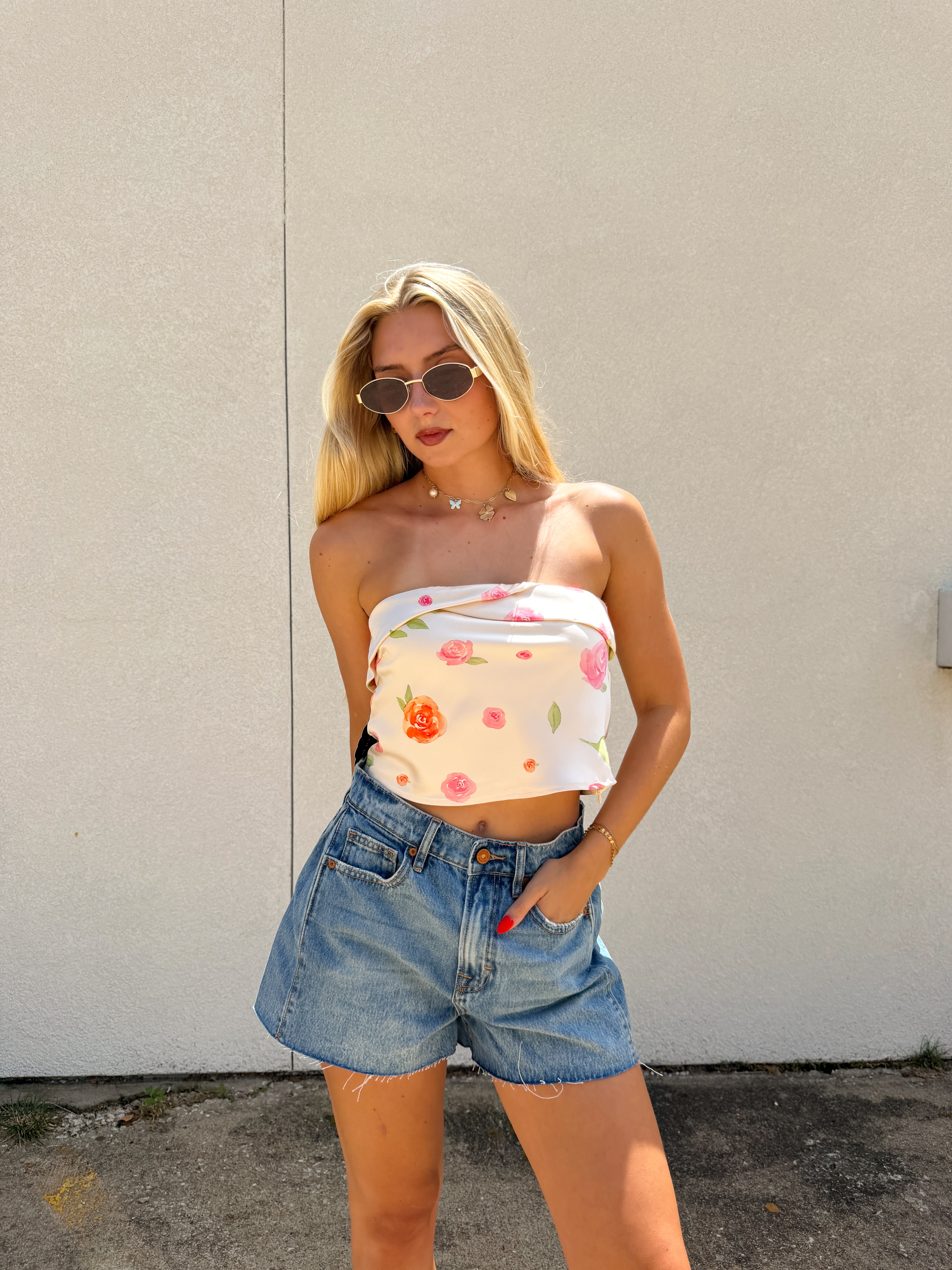 A-Line Medium Wash Denim Shorts