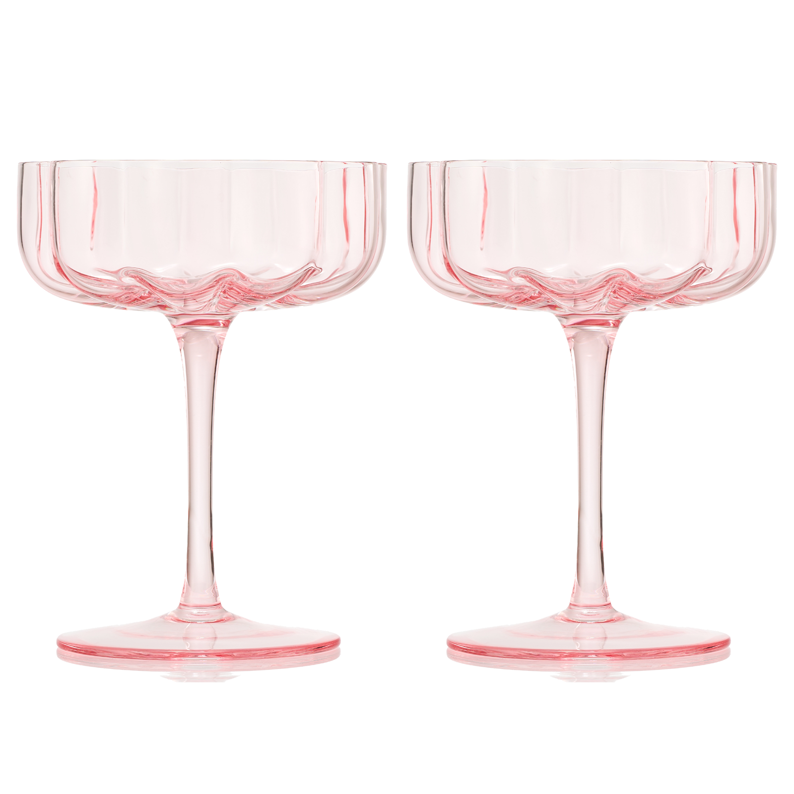 Flower Vintage Wavy Petals Wave Glass Coupes 7oz Set of 2