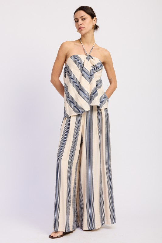 PRE-ORDER (ETA 6/30) Bri Halter Top - Navy Stripe