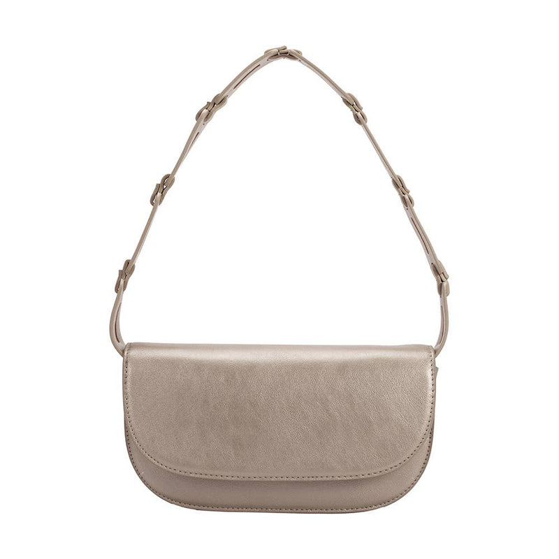 Inez Metallic Pewter Recycled Vegan Shoulder Bag