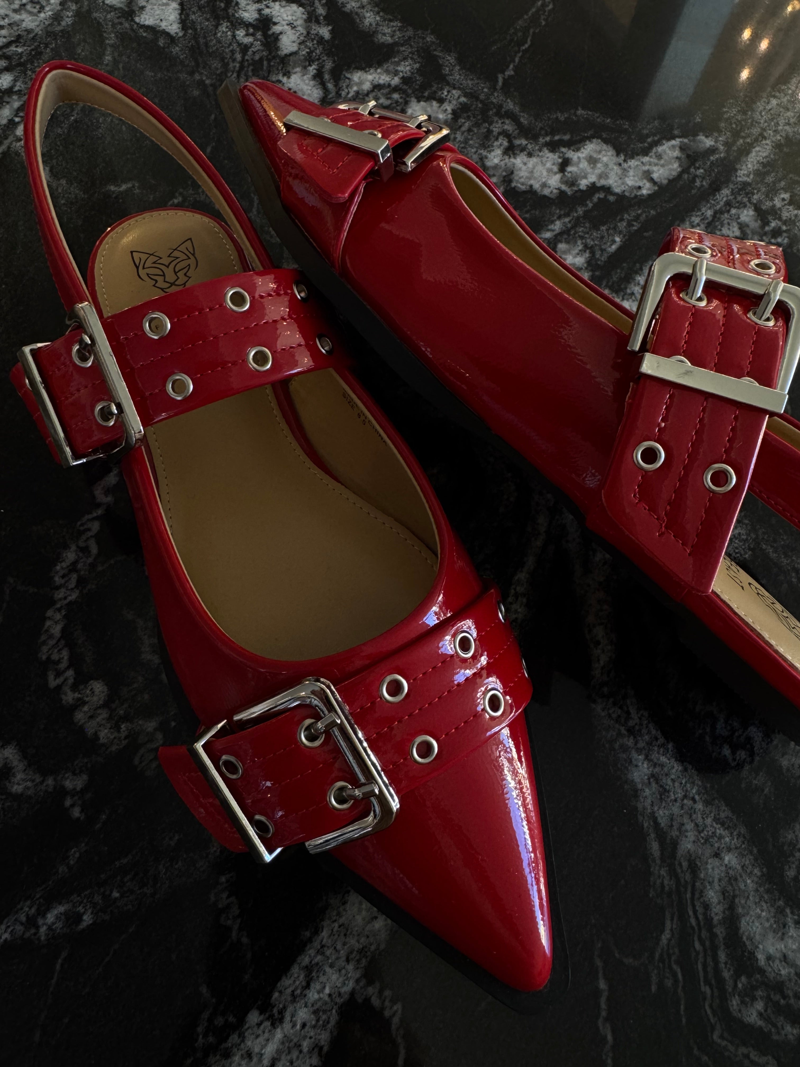 Red Buckle Flats