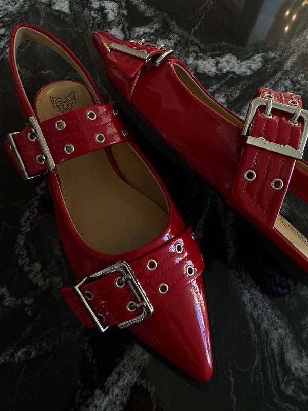 Red Buckle Flats