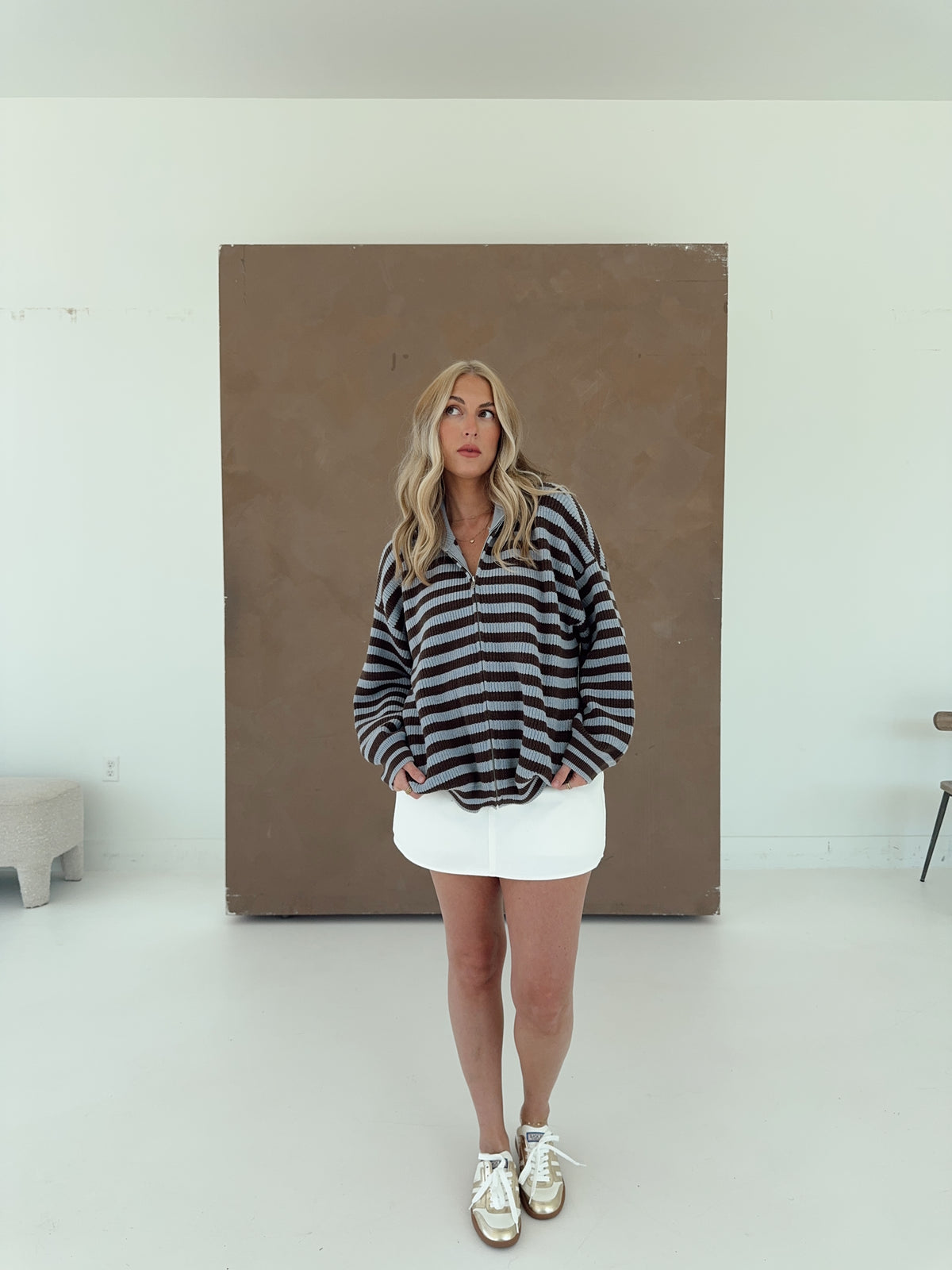 Lyla Long Sleeve Stripe Sweater Jacket