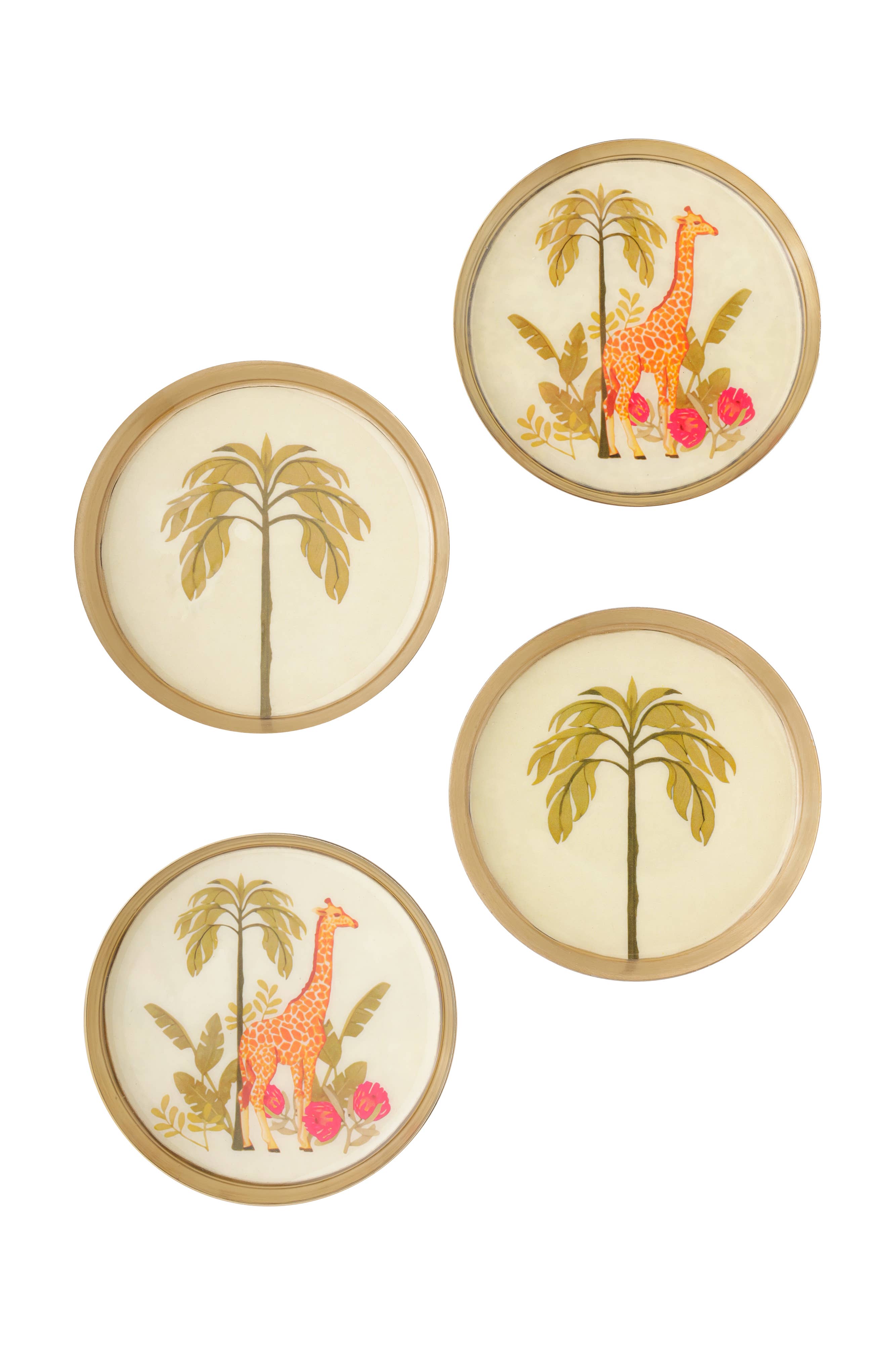 Vintage Safari Metal Coaster Set