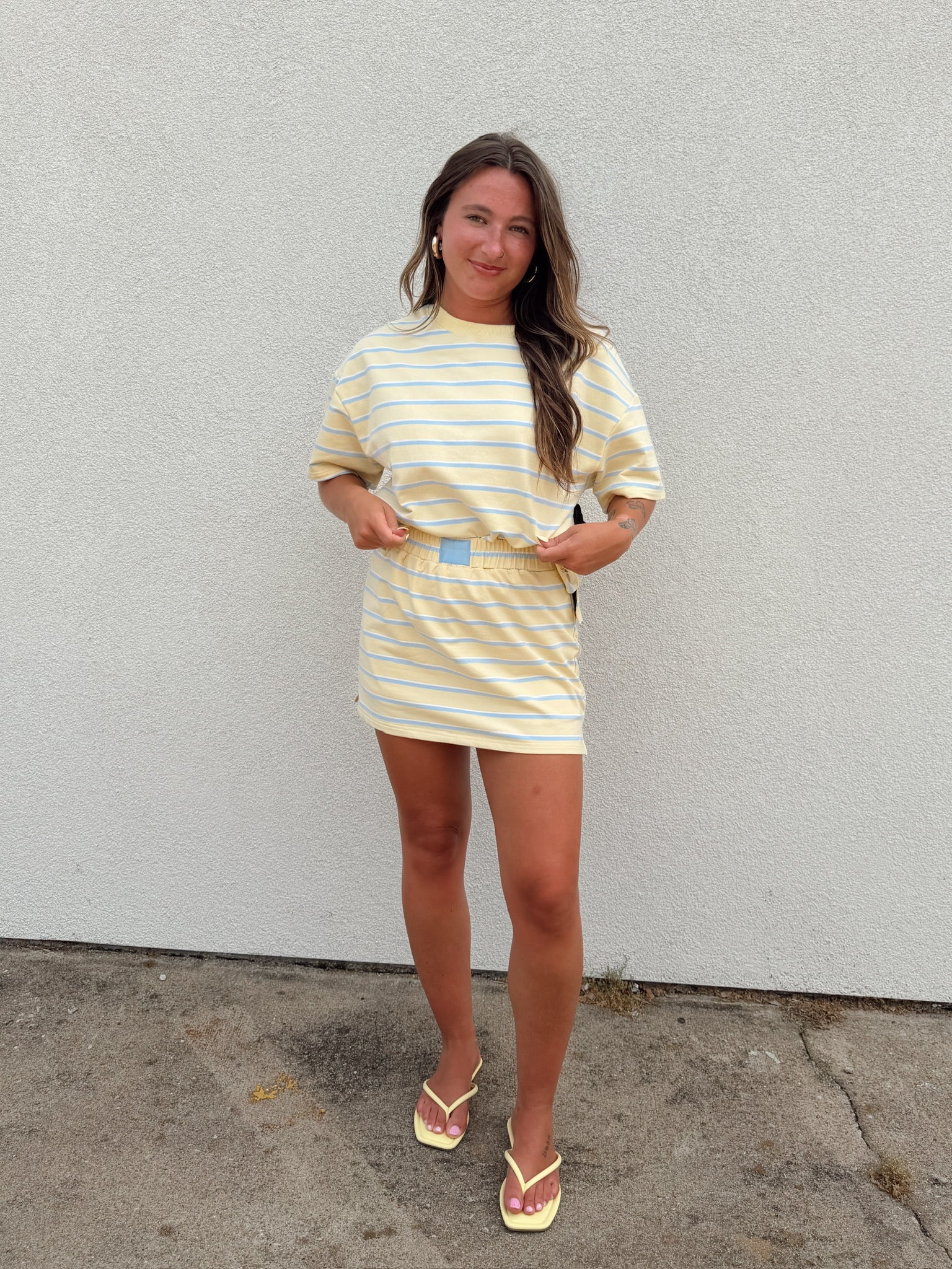 Pre-Order Cassie Stripe Top - Yellow and Baby Blue (restock eta 8/1)