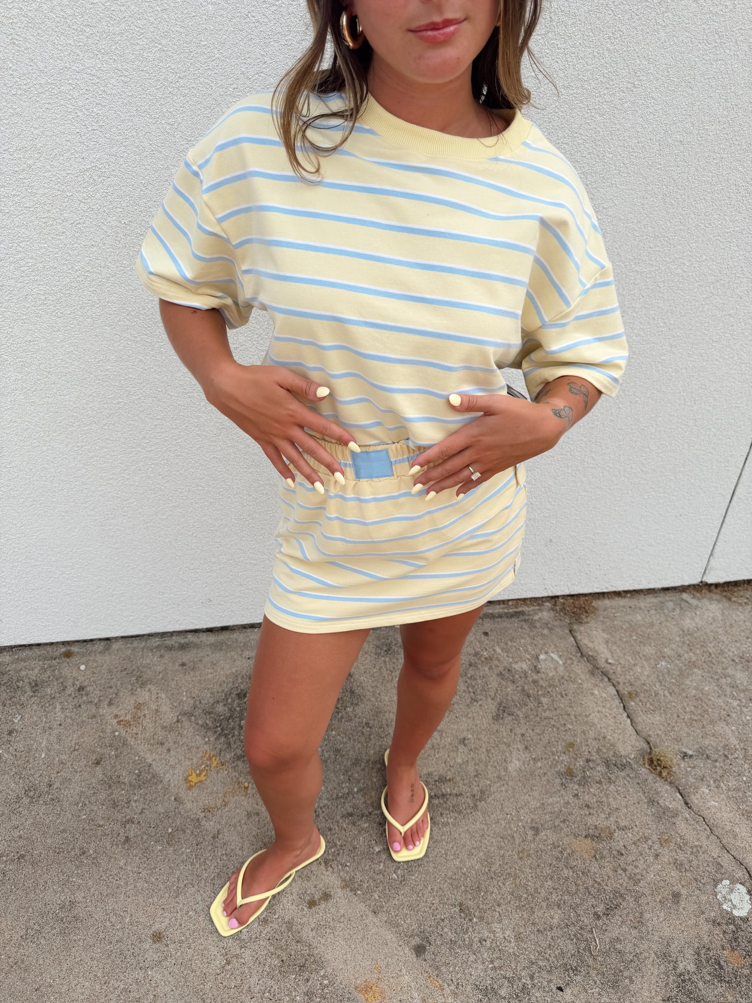 Pre-Order Cassie Stripe Top - Yellow and Baby Blue (restock eta 8/1)