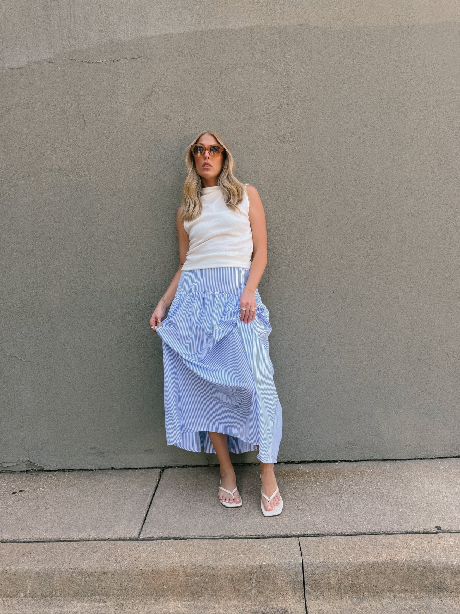 Set Your Sails Skirt - Blue & White Stripe