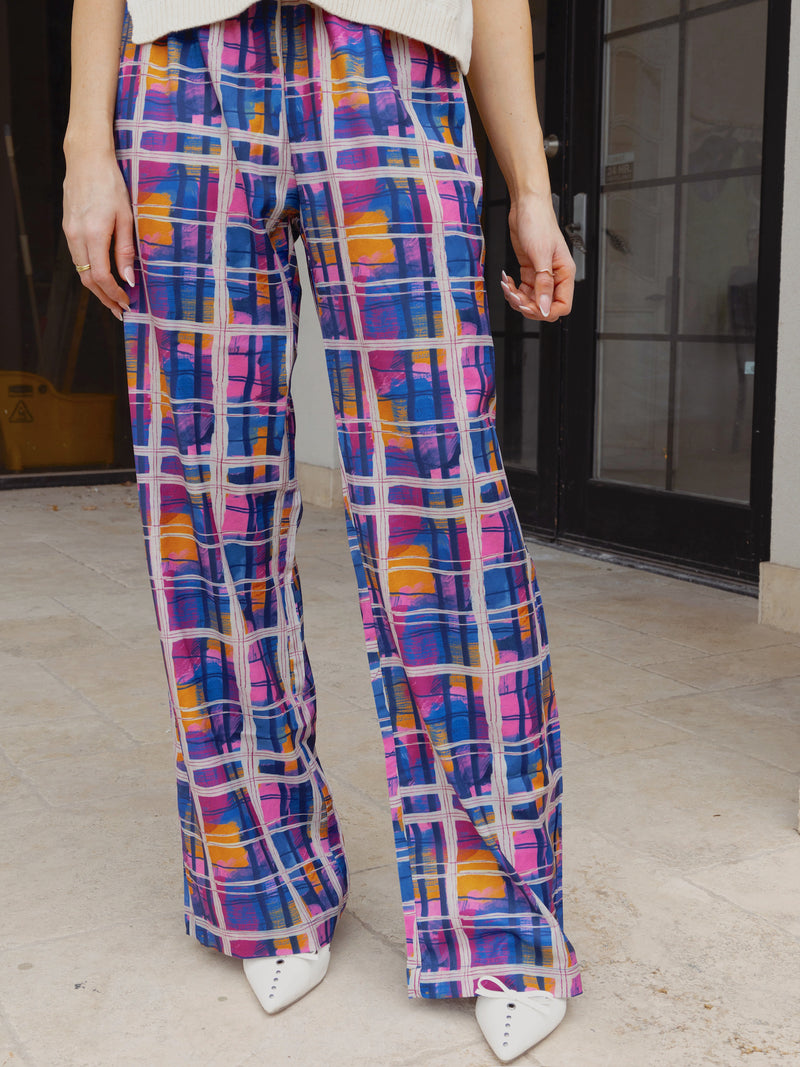 Billie Plaid Satin Pants