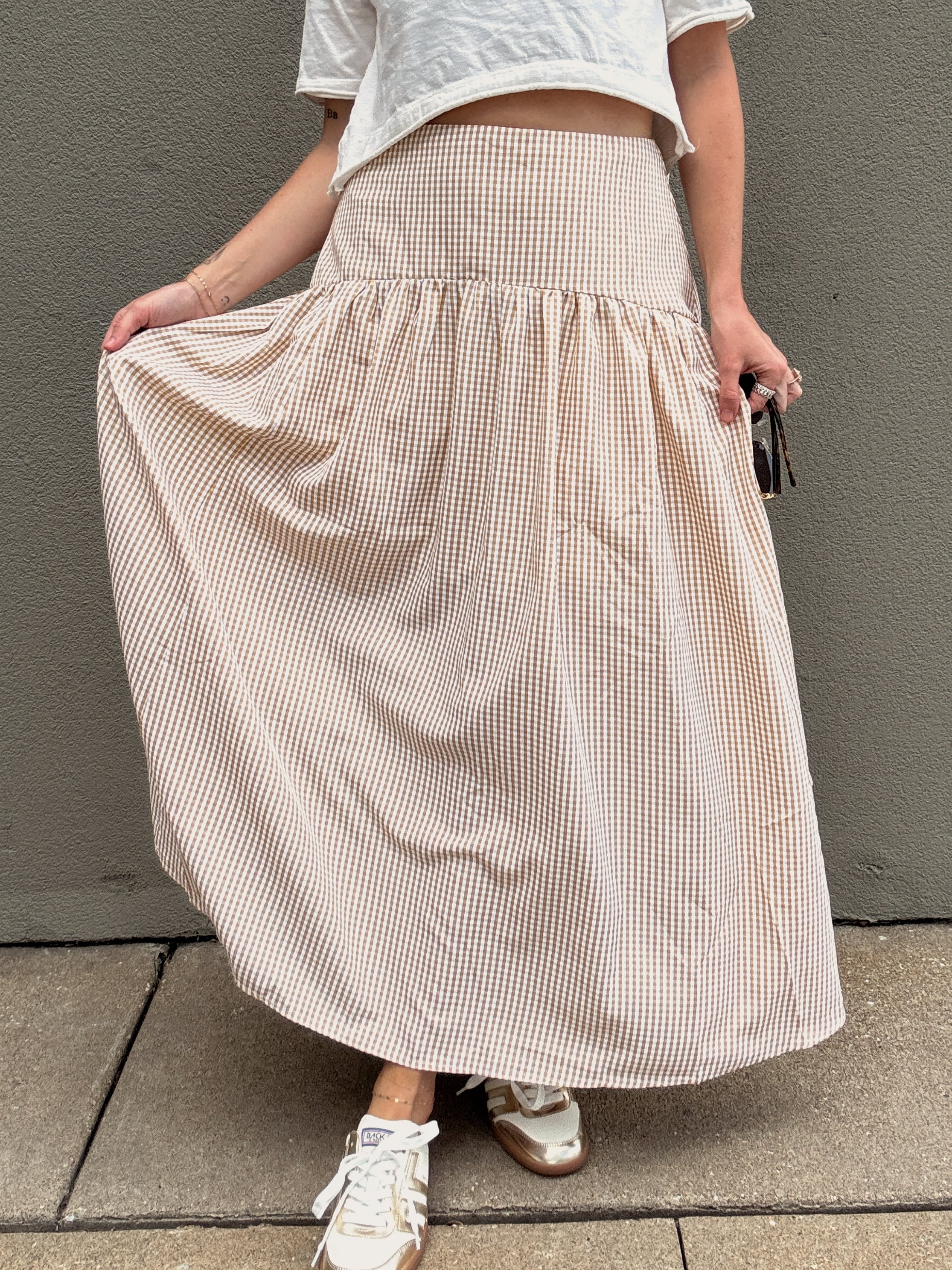 Set Your Sails Skirt - Tan Gingham