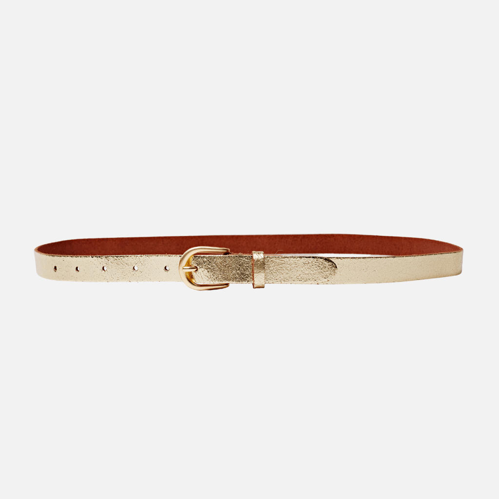 Eva | Metallic Skinny Fun Full Grain Leather Belt