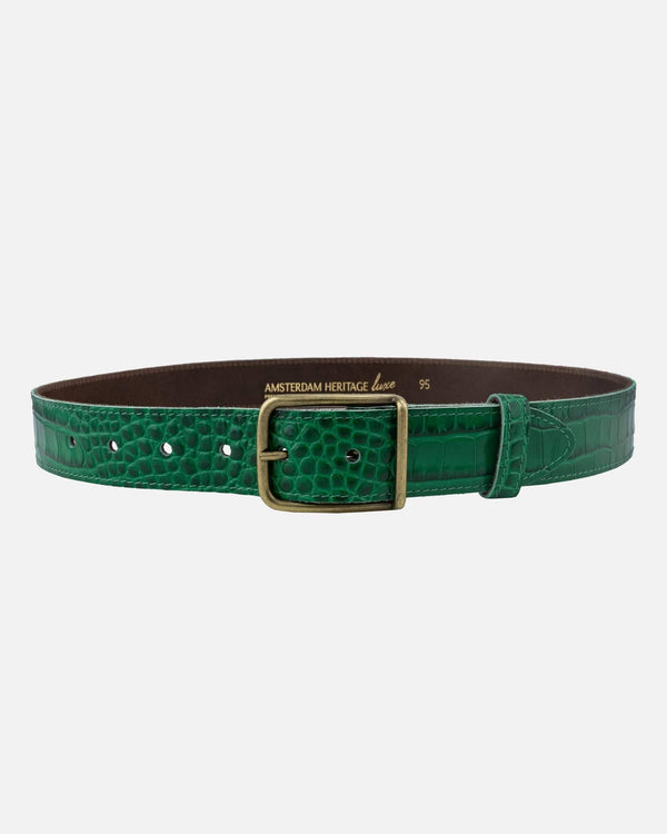 Amsterdam Heritage Belts Damy | Crocodile Embossed Leather Belt: Green