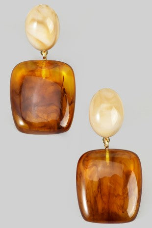 Two Tone Marble Drop Earrings