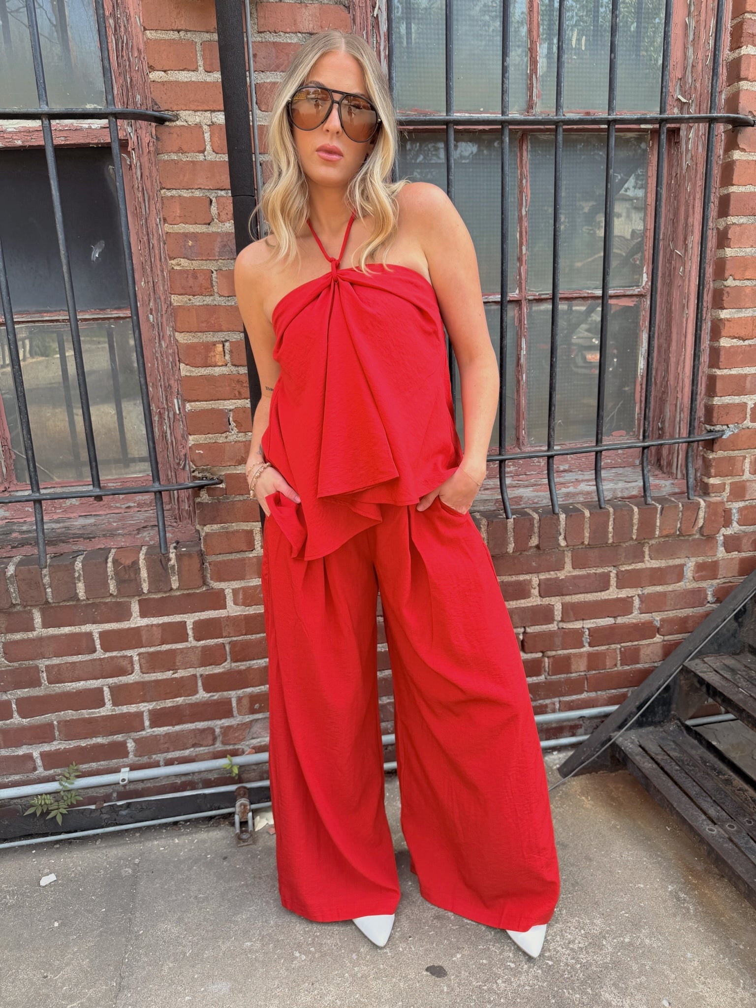 Bri Red Flowy Pant