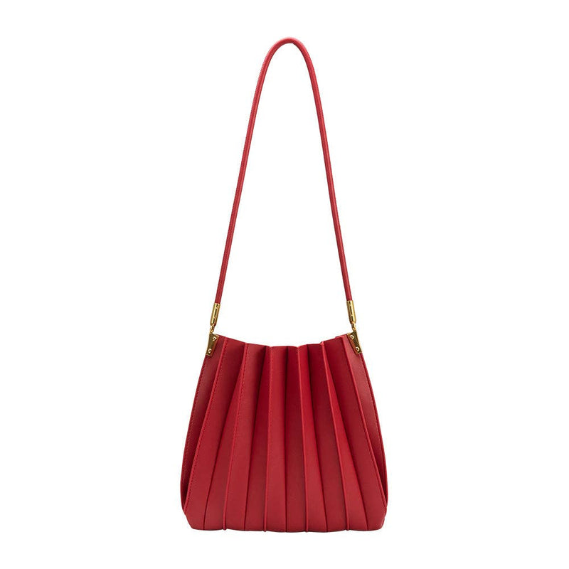 Melie Bianco Carrie Red Pleated Vegan Shoulder Bag