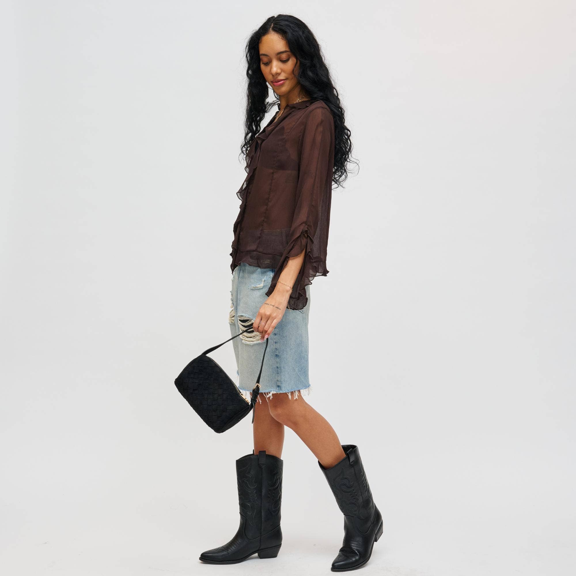 Rose Shoulder Bag: Black