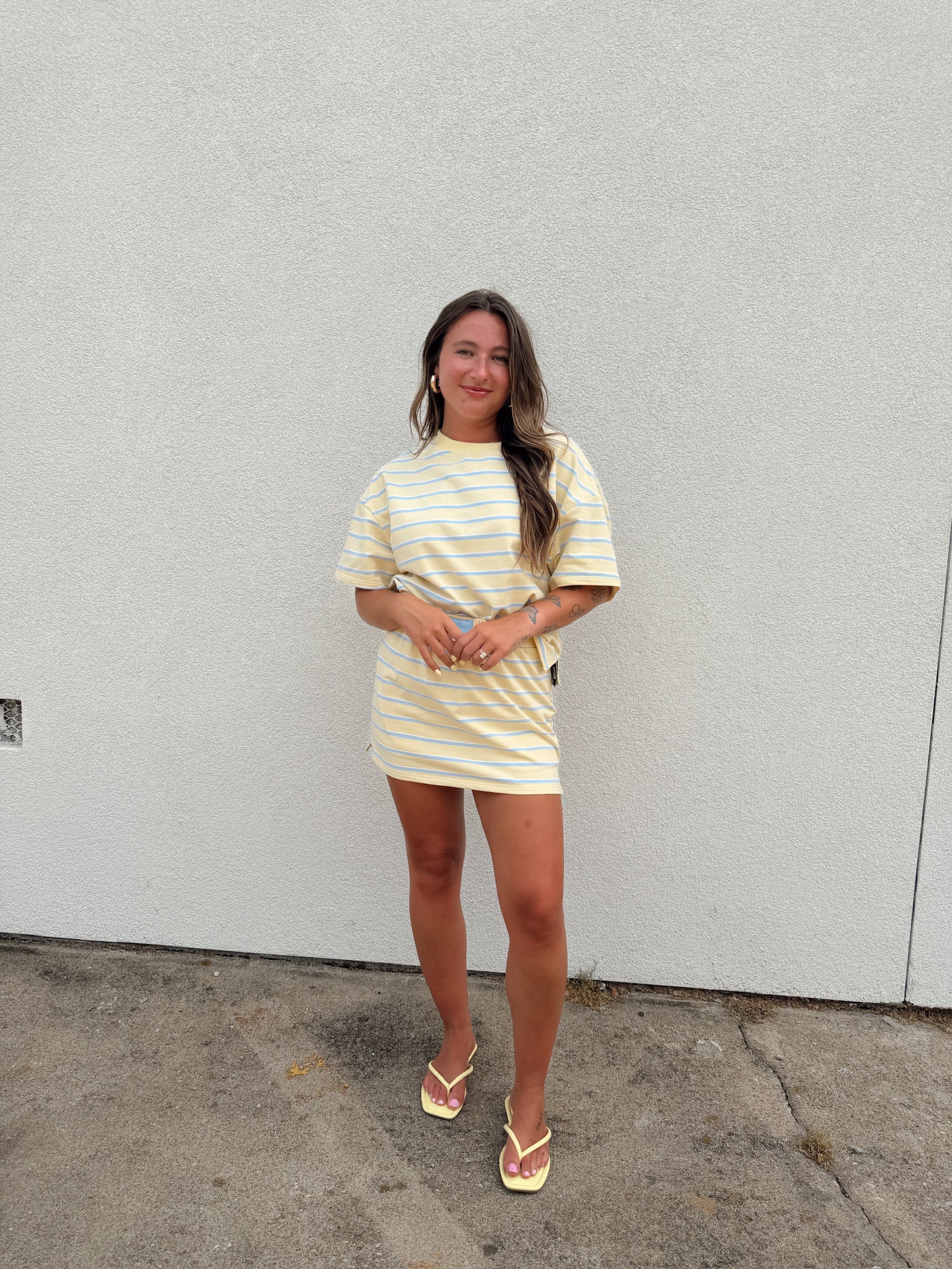 Pre-Order Cassie Stripe Top - Yellow and Baby Blue (restock eta 8/1)