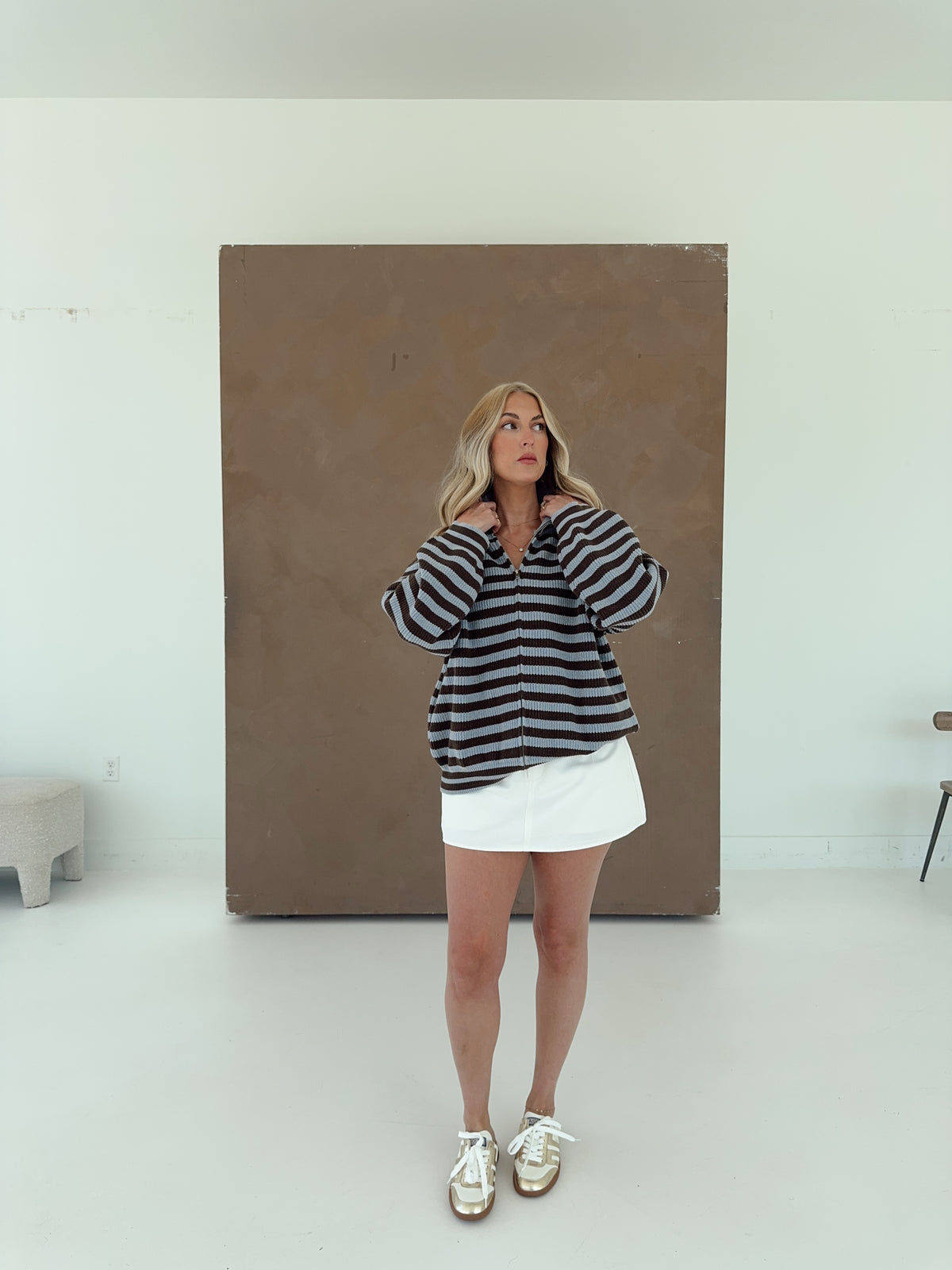 Lyla Long Sleeve Stripe Sweater Jacket