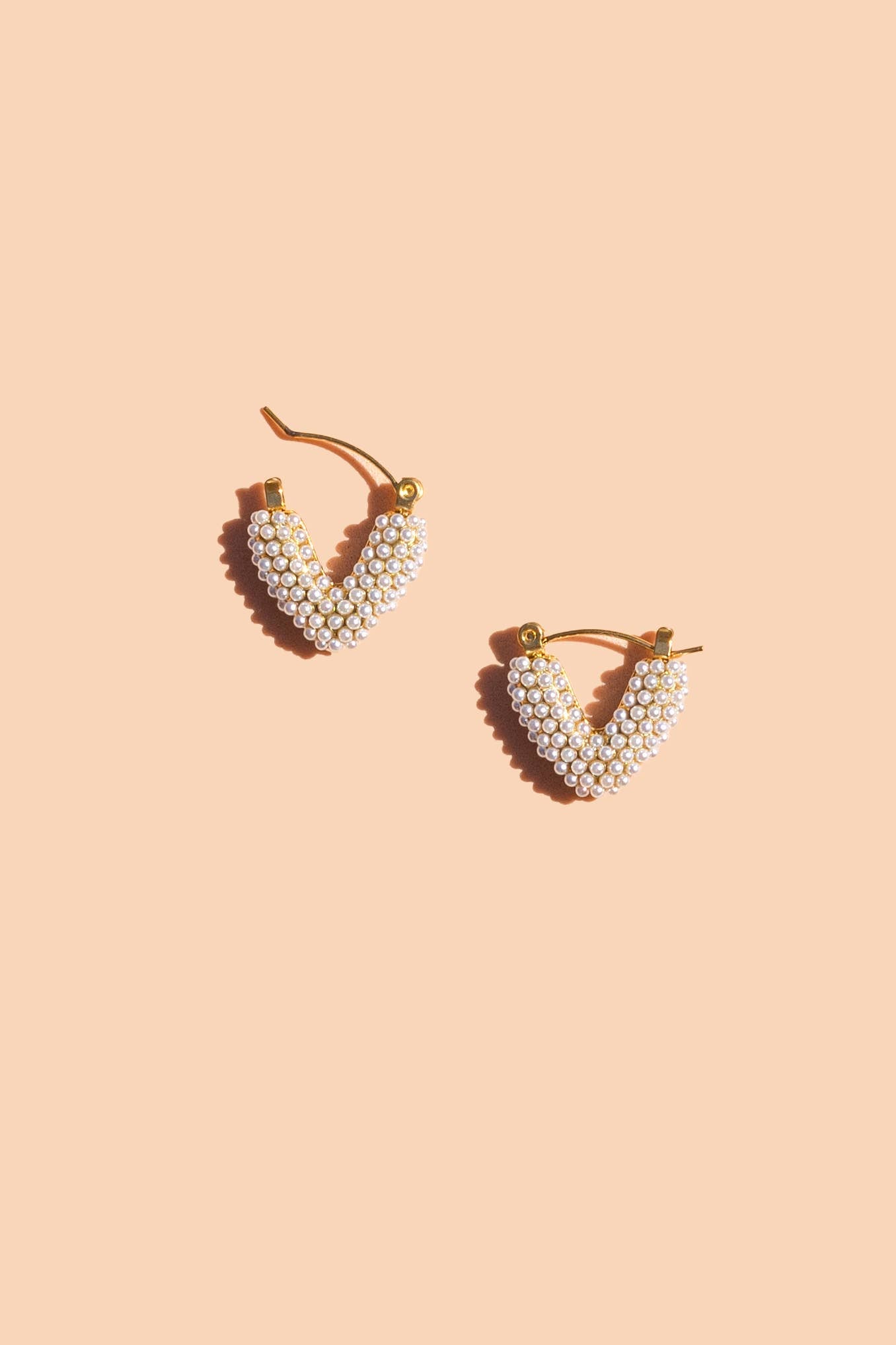 Pearl Mini Dot Hoops - 18K Gold Plated: Round Hoop