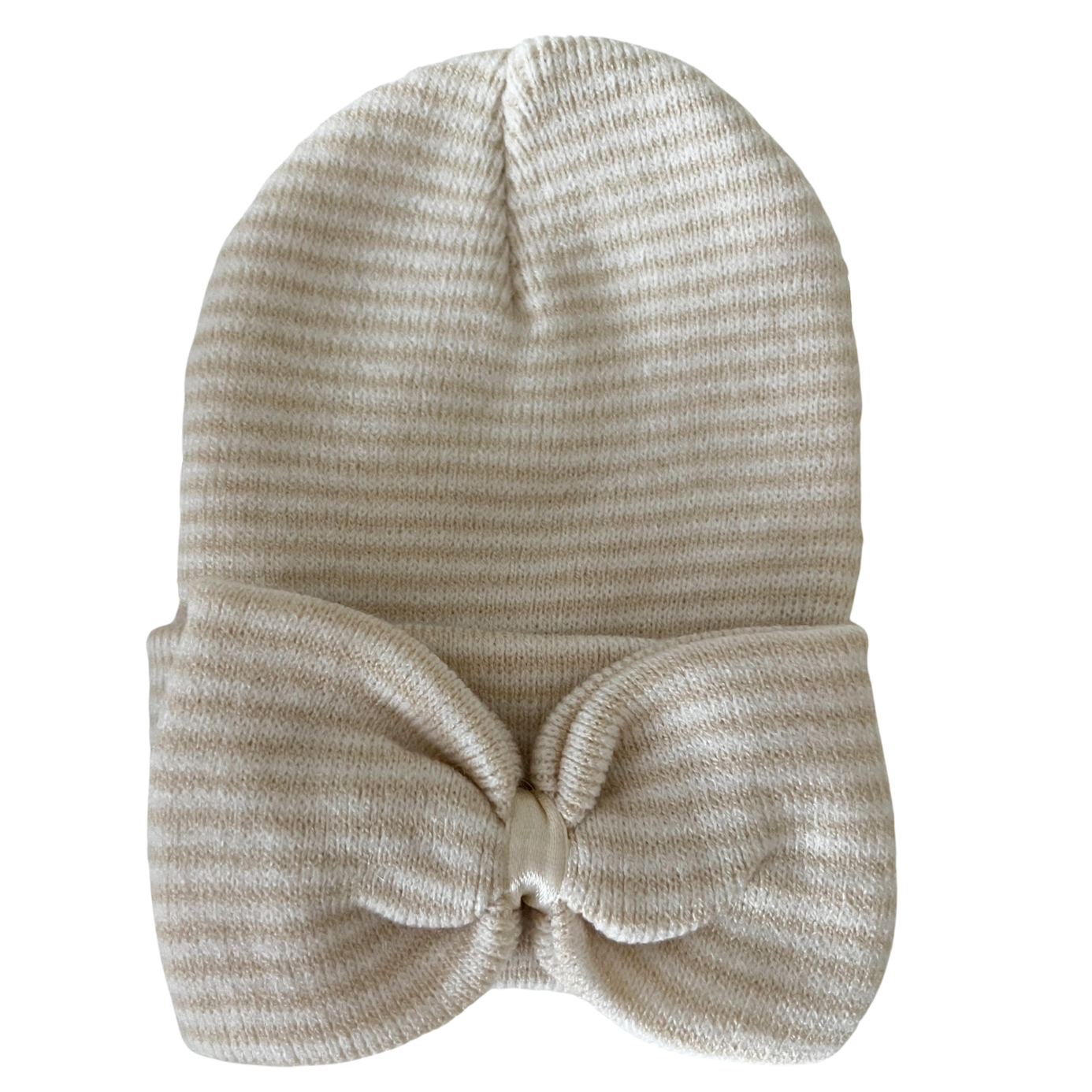 Baby's First Hat Sand/White Stripe Bow
