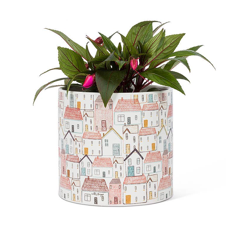 Large Pastel Village Planter