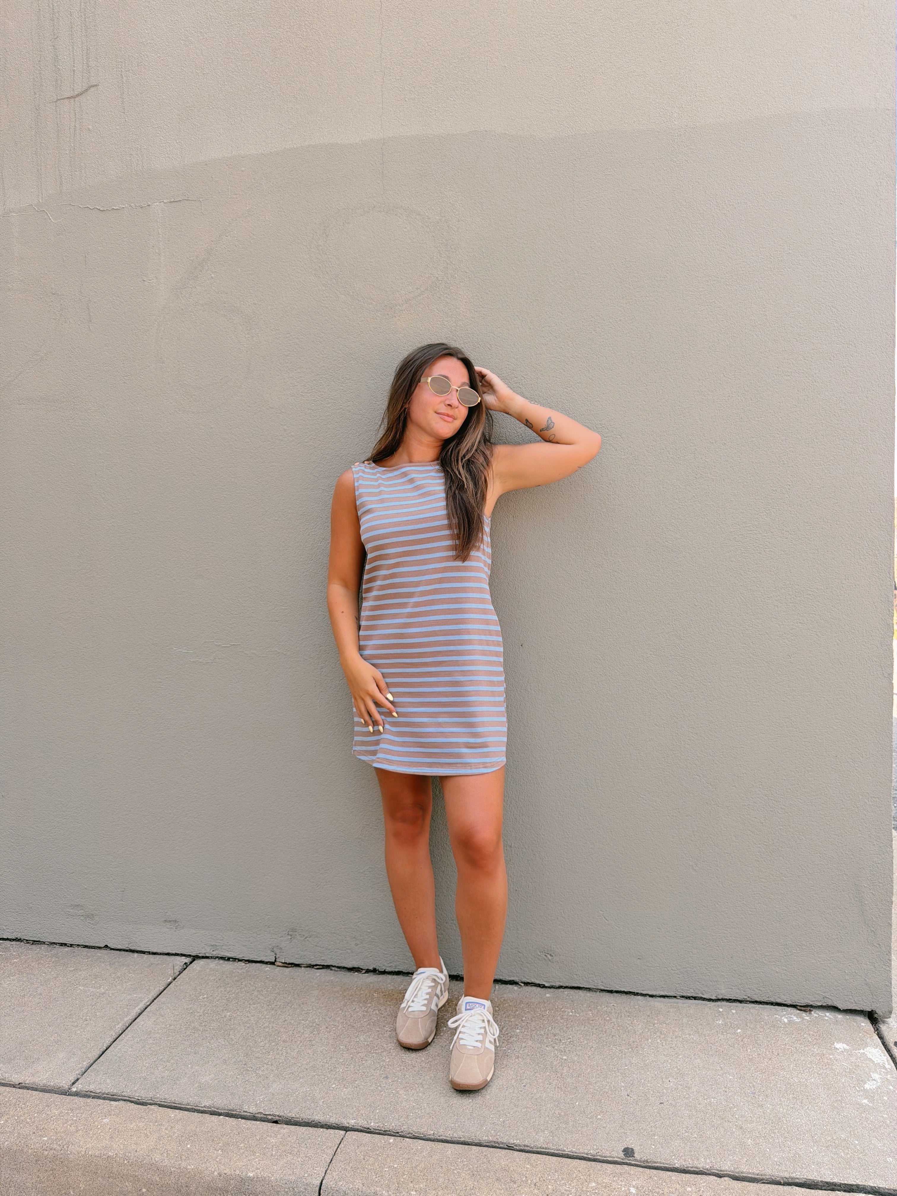 Sami Striped Boat Neck Mini Dress