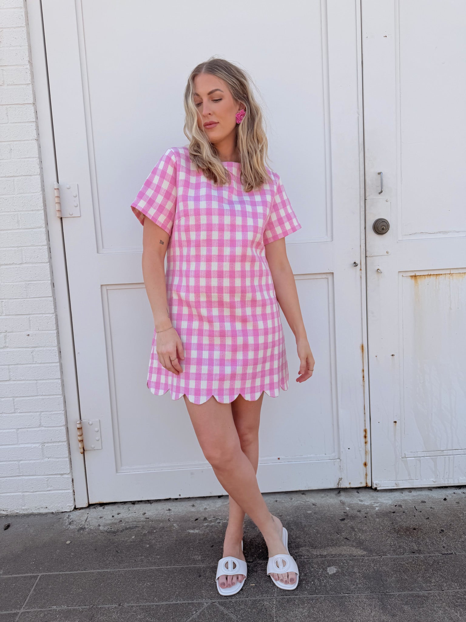 Pink Picnic Scallop Hem Dress