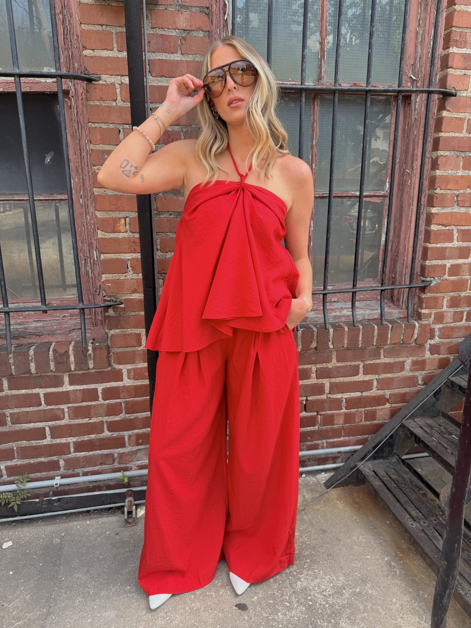 Bri Red Flowy Pant