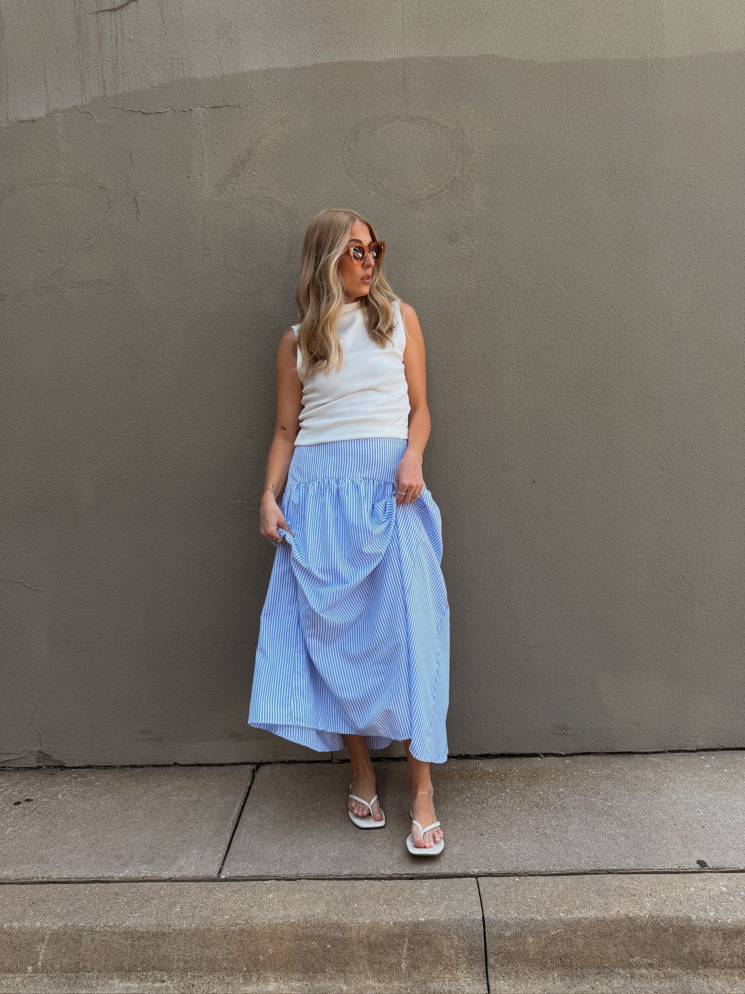 Set Your Sails Skirt - Blue & White Stripe