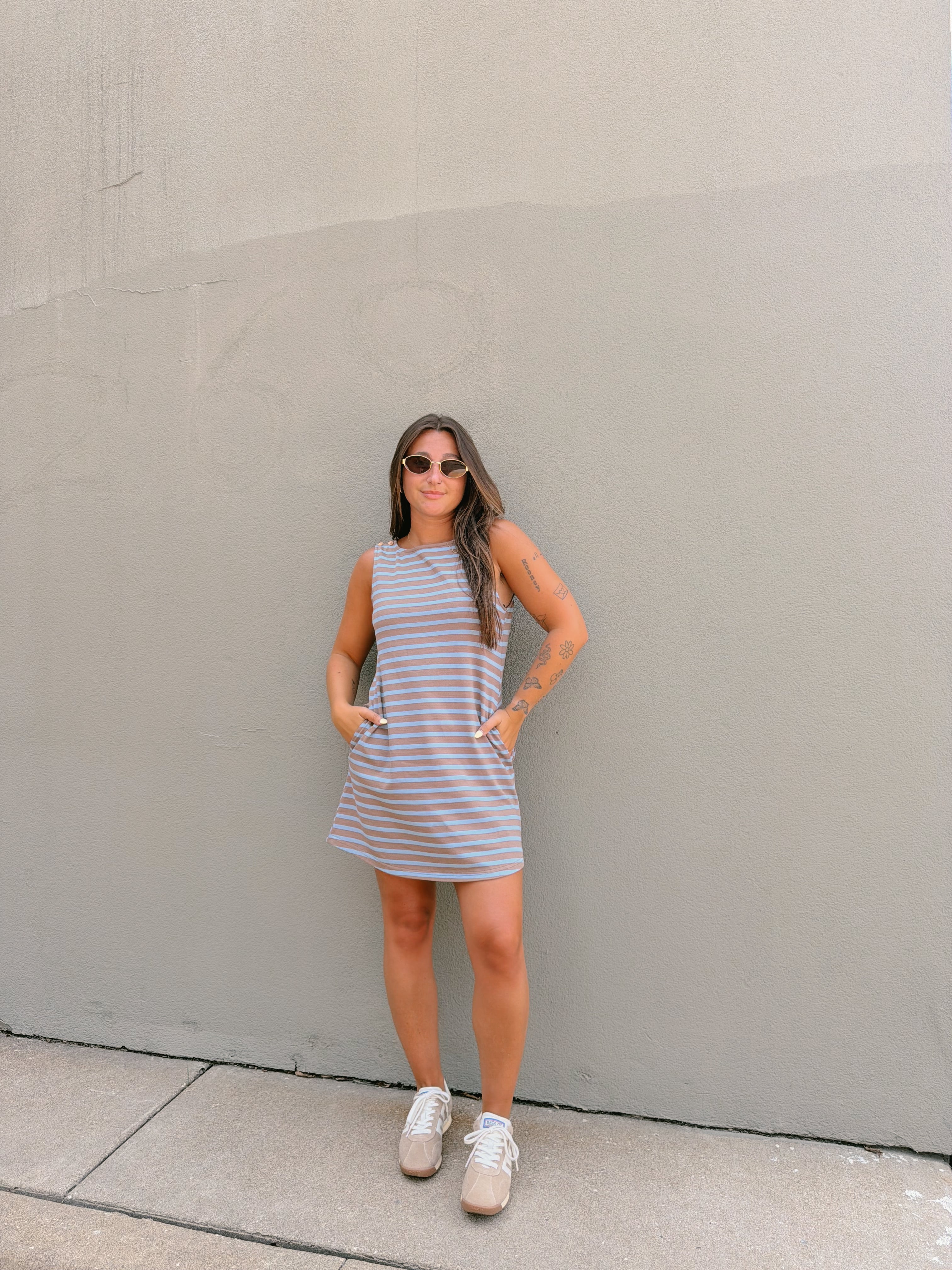 Sami Striped Boat Neck Mini Dress