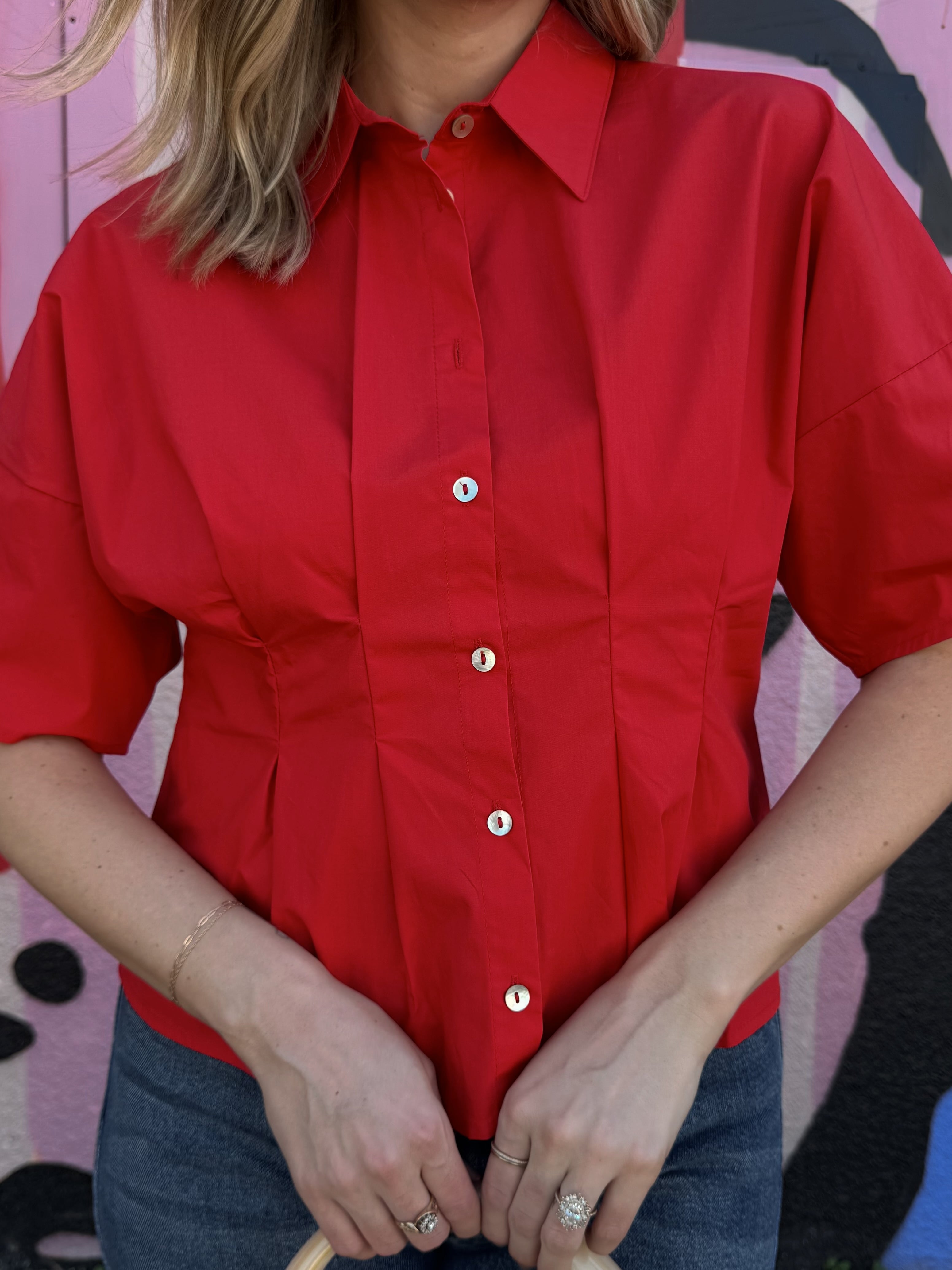 Meet Me in Santorini Red Poplin Classic