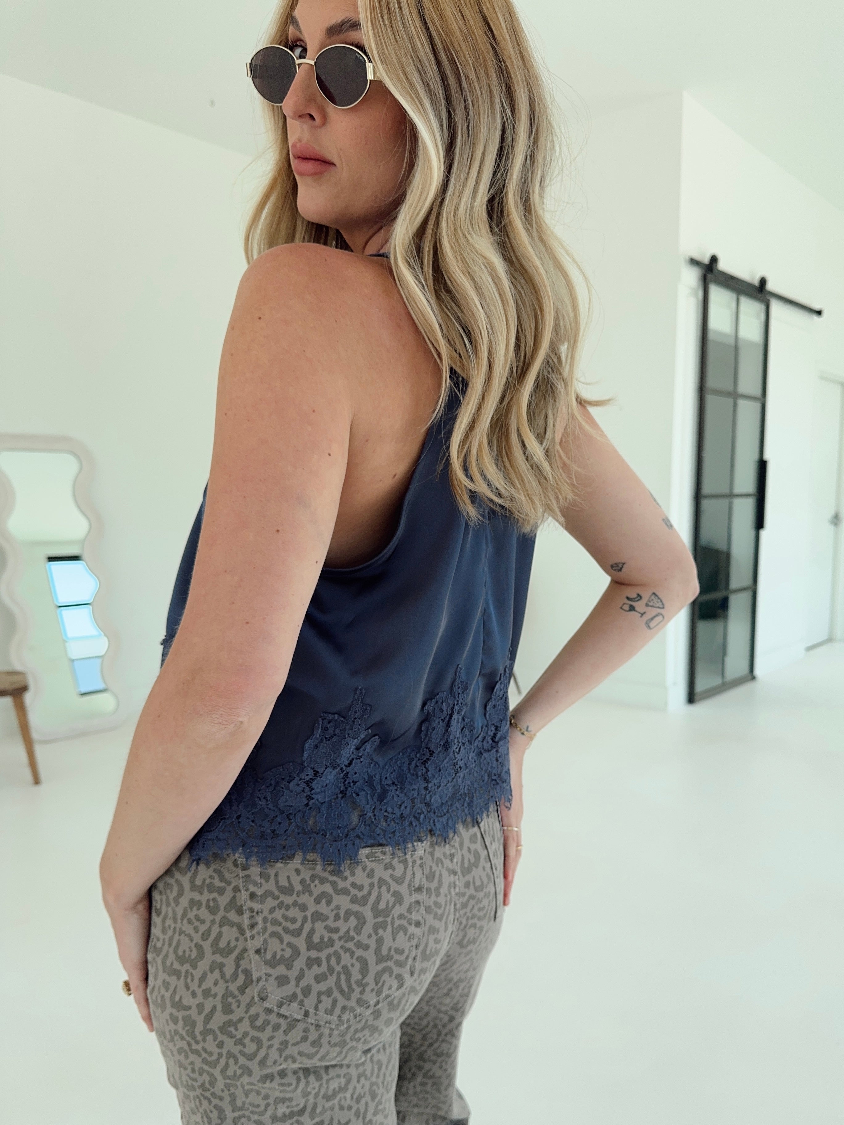 Pre-Order Hadley Halter Neck Lace Trim Sleeveless Top (eta 9/30)
