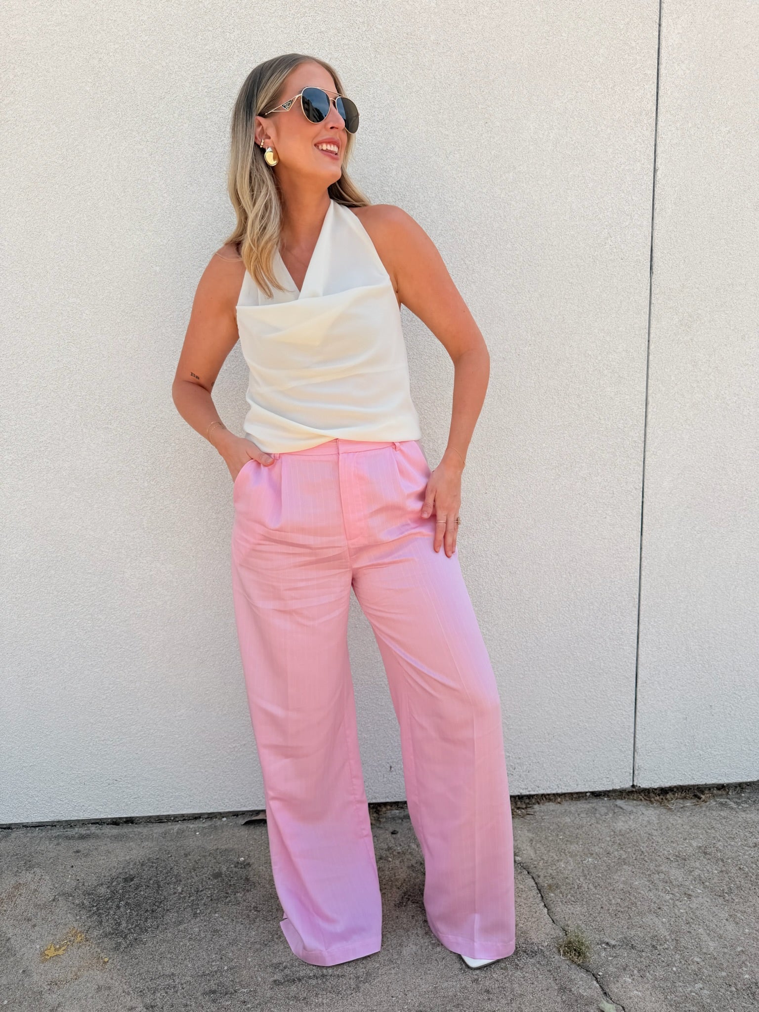 Drinks on You Cowl Neck Top - Ivory