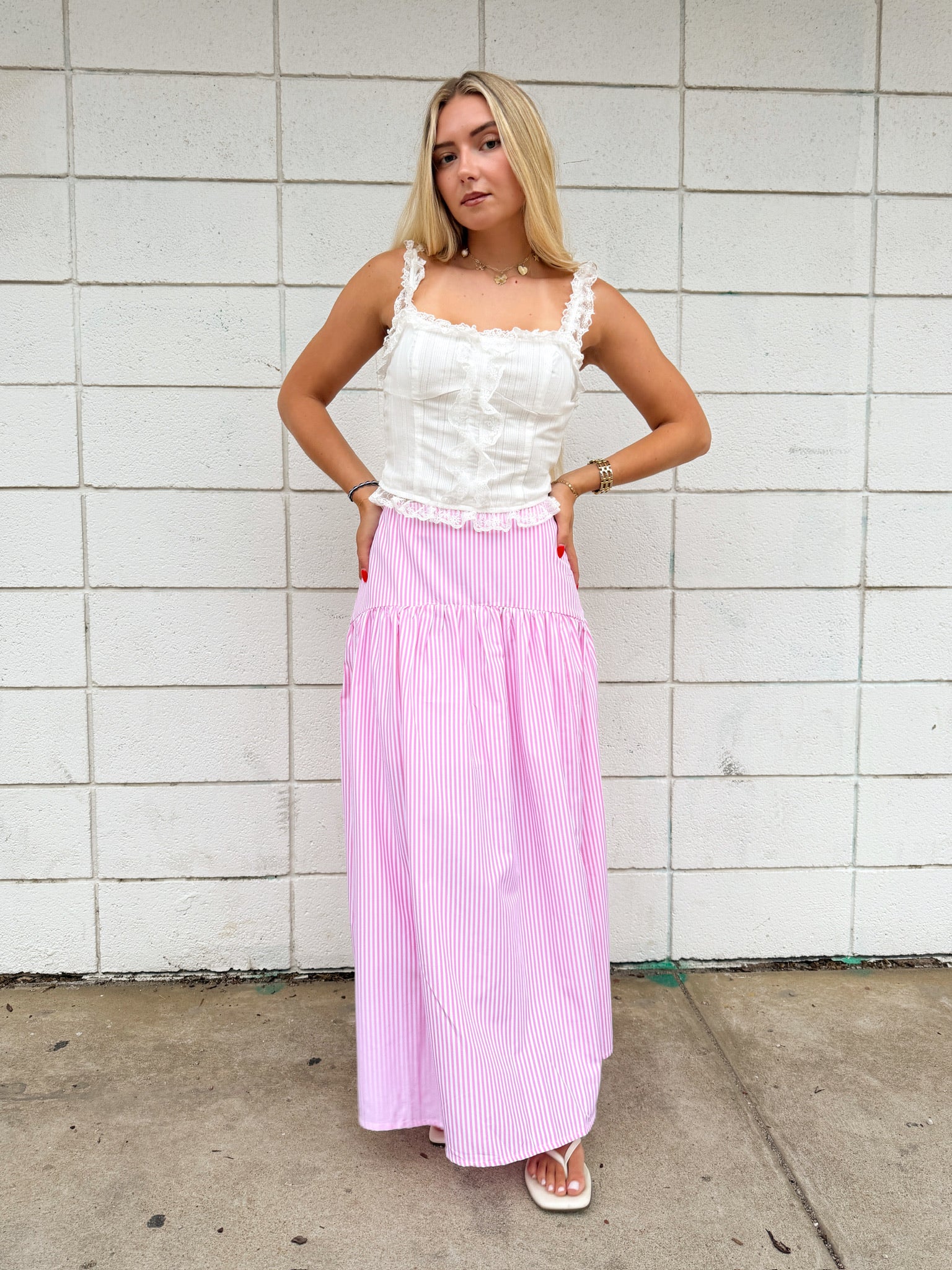 Fran White Ruffle Tank