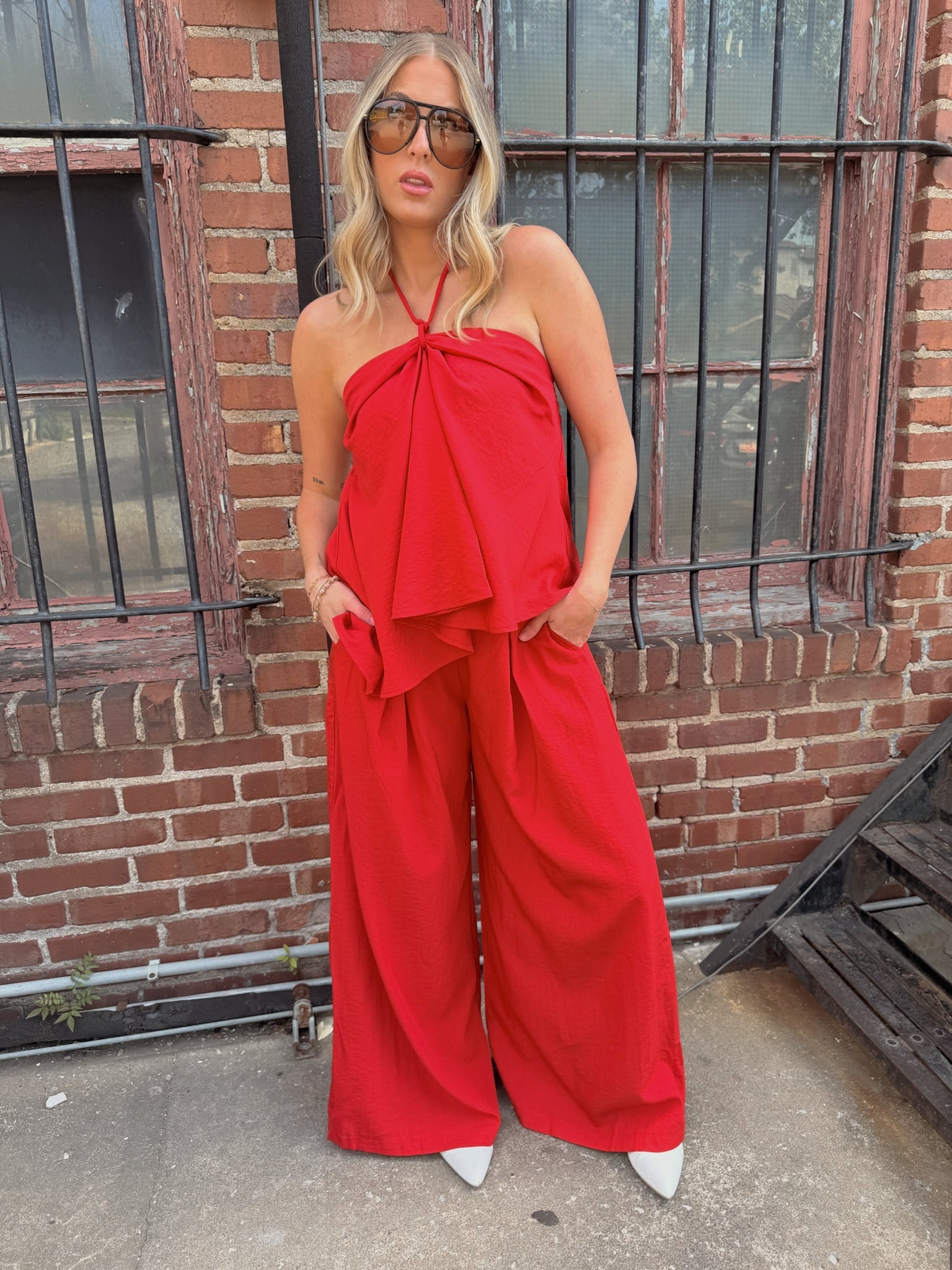 Bri Red Flowy Pant