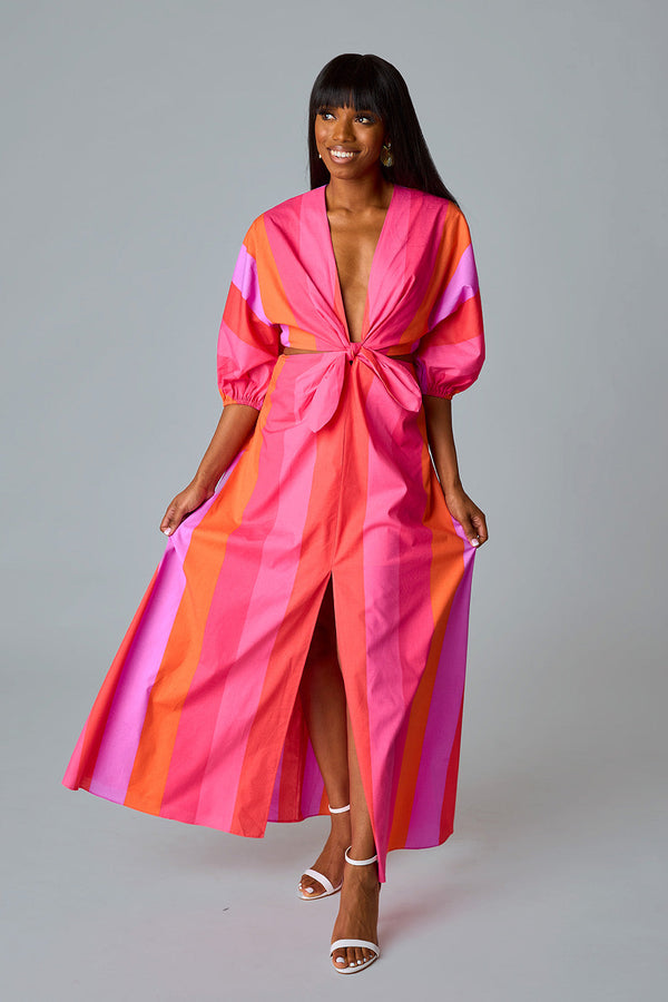 Maxine Cut Out Midi Dress - Candy Paint