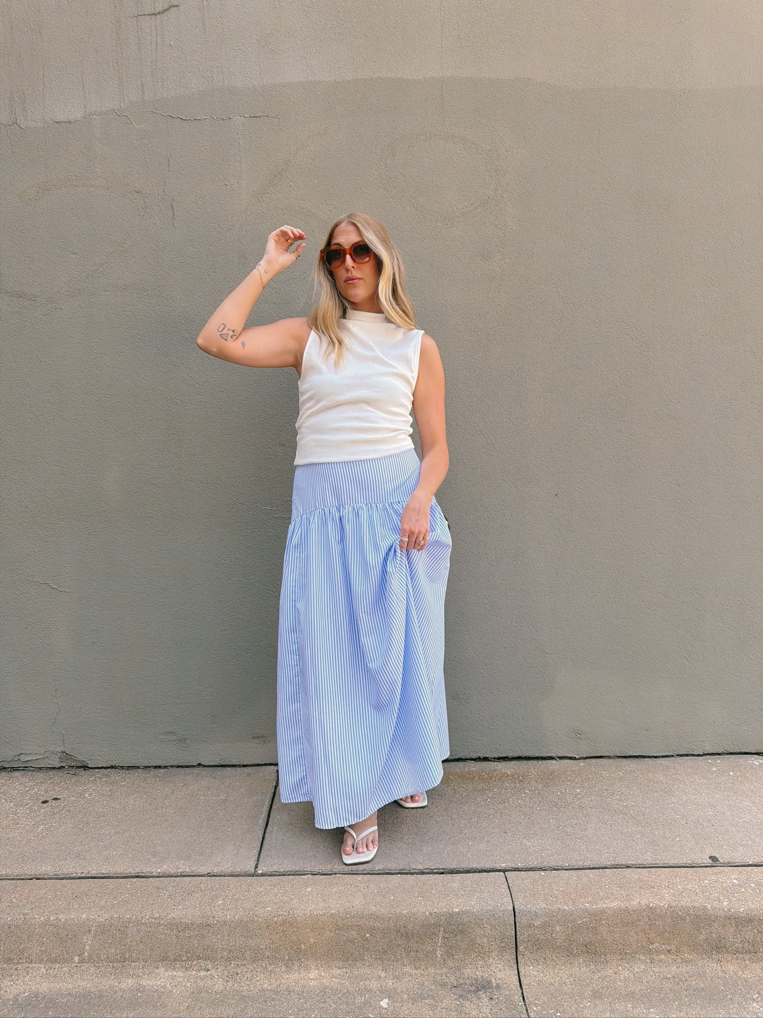 Set Your Sails Skirt - Blue & White Stripe