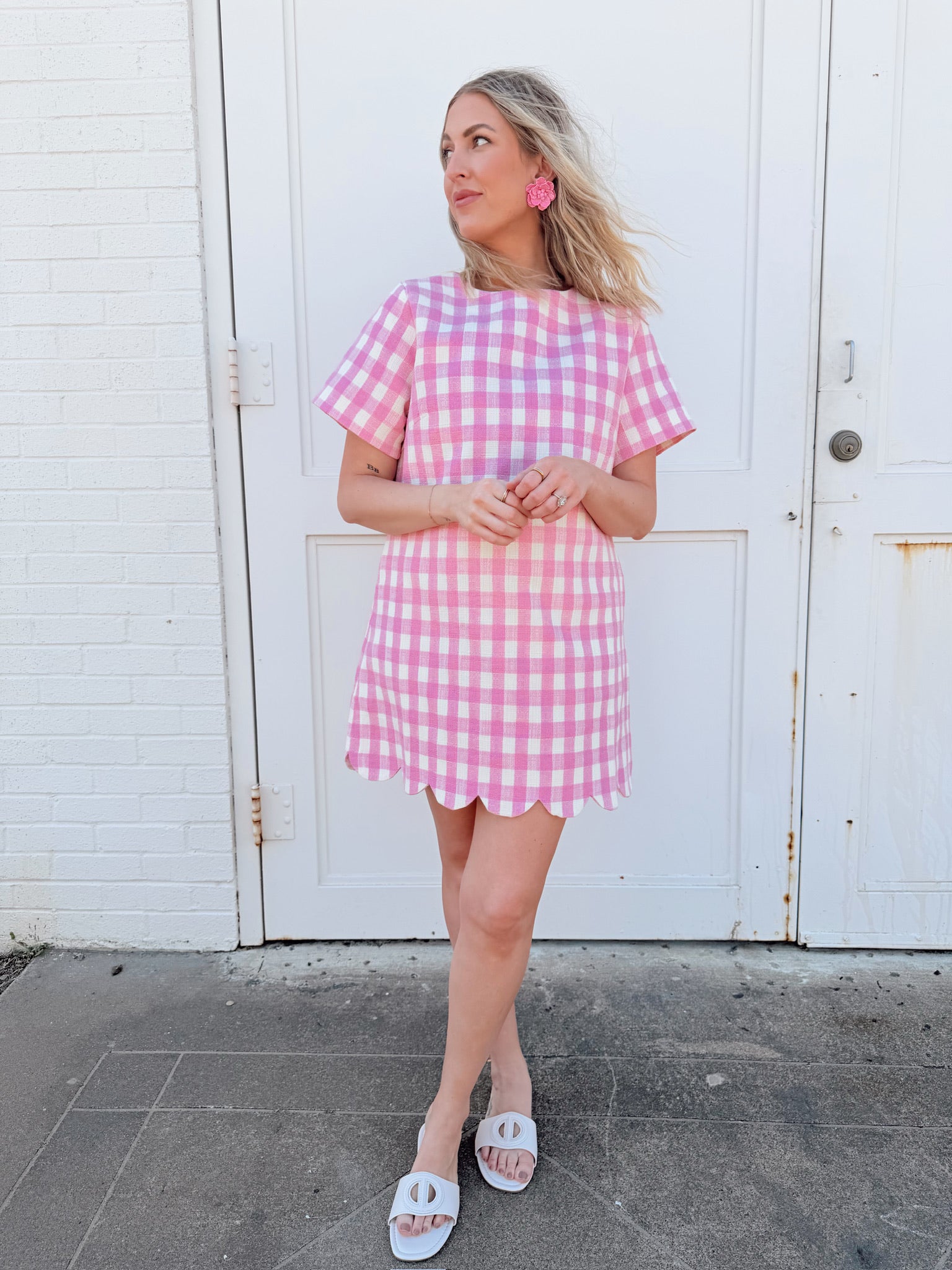 Pink Picnic Scallop Hem Dress