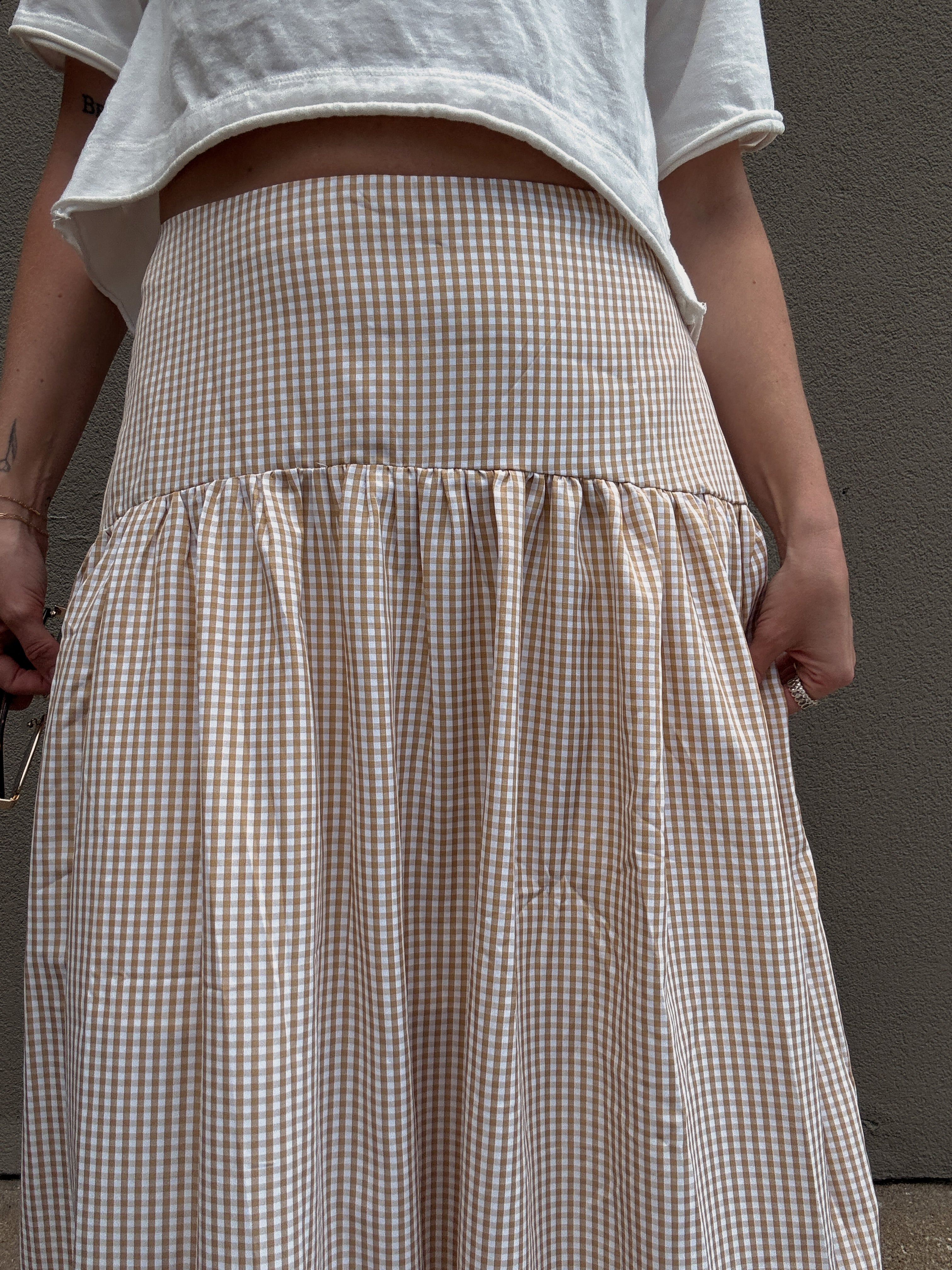 Set Your Sails Skirt - Tan Gingham