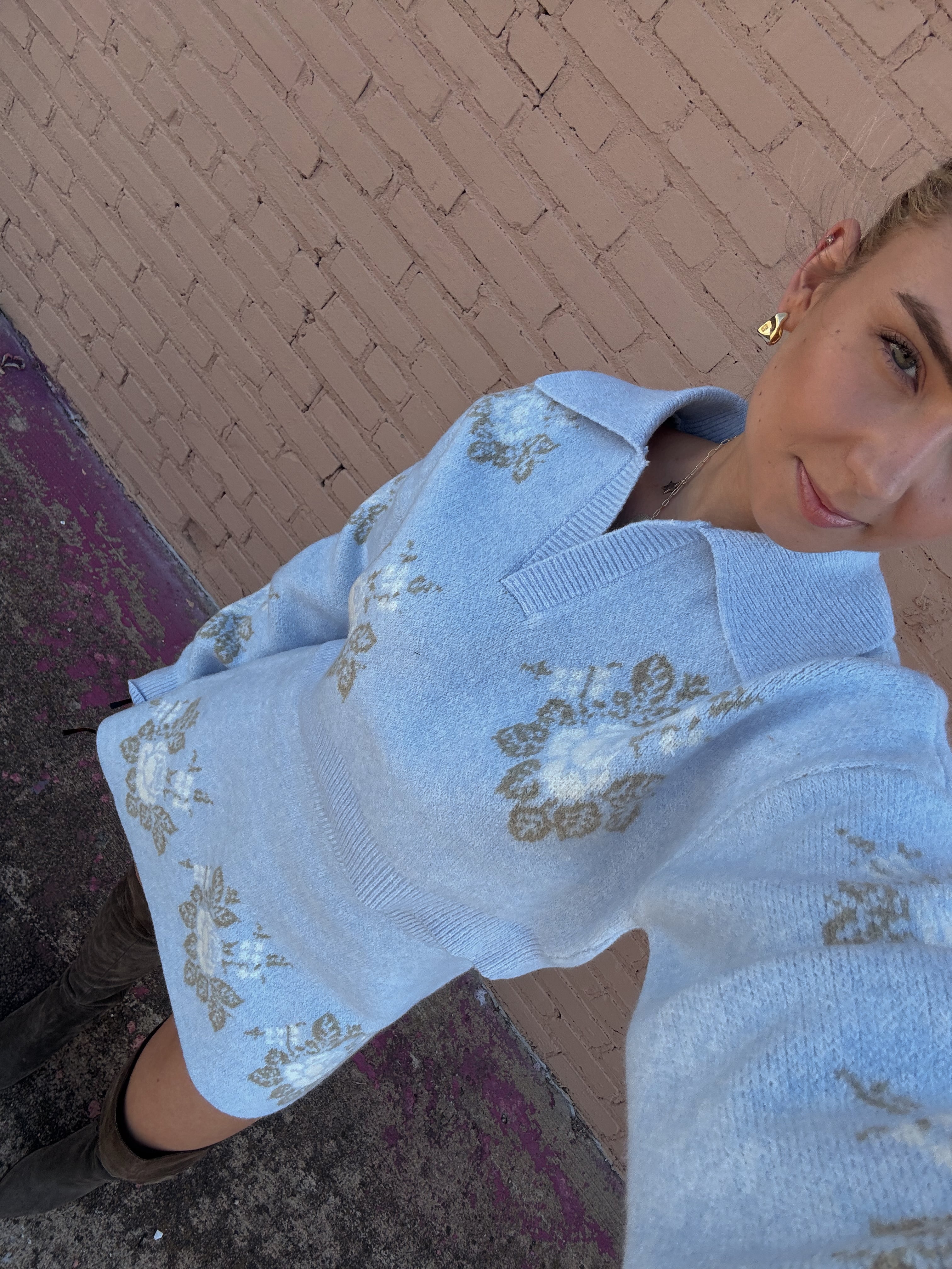 Blue Floral Skirt Set