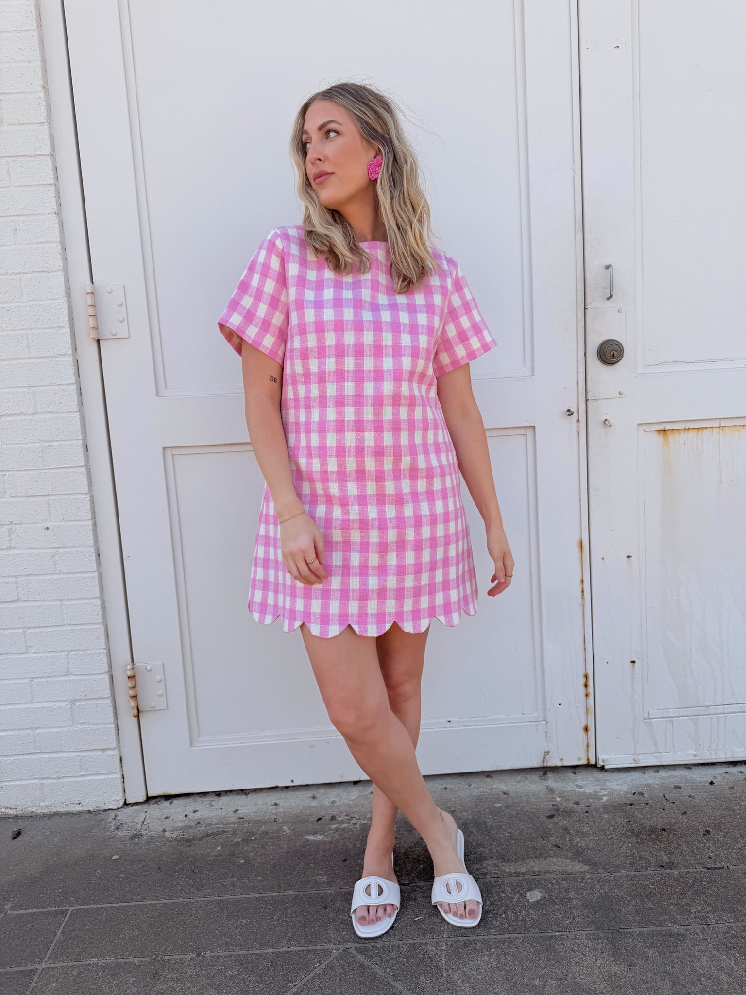 Pink Picnic Scallop Hem Dress
